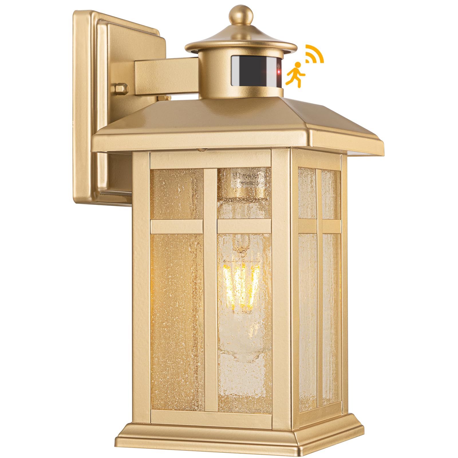 Brilvibera Outdoor Light Fixture Motion Sensor, Gold Waterproof Outside House Light, Modern Outdoor Wall Lights, Outdoor Garage 