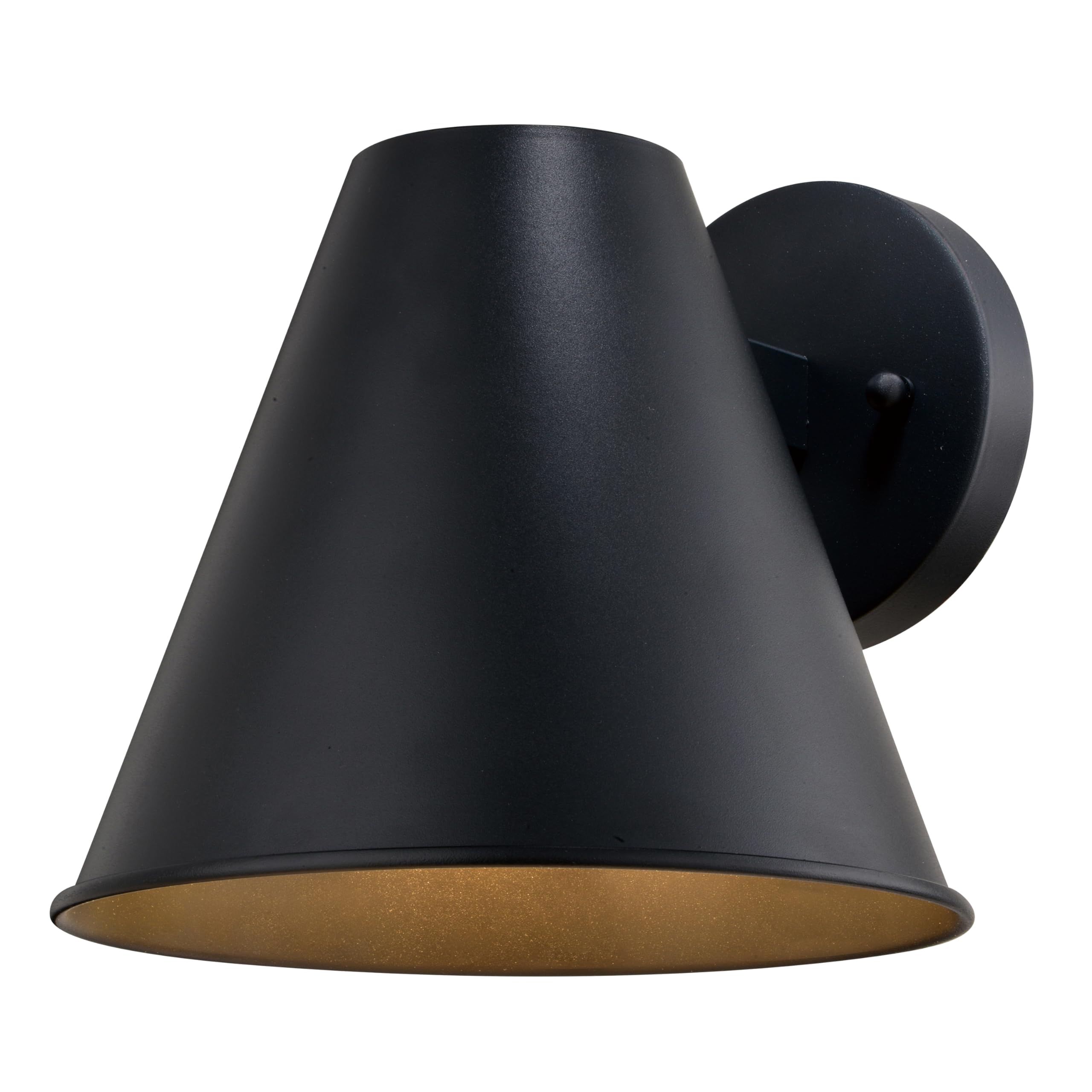 VAXCEL Smith 8 in. H 1-Light Textured Black Contemporary Outdoor Wall Sconce, Durable Steel Metal Cone Shade, LED Compatible, Da
