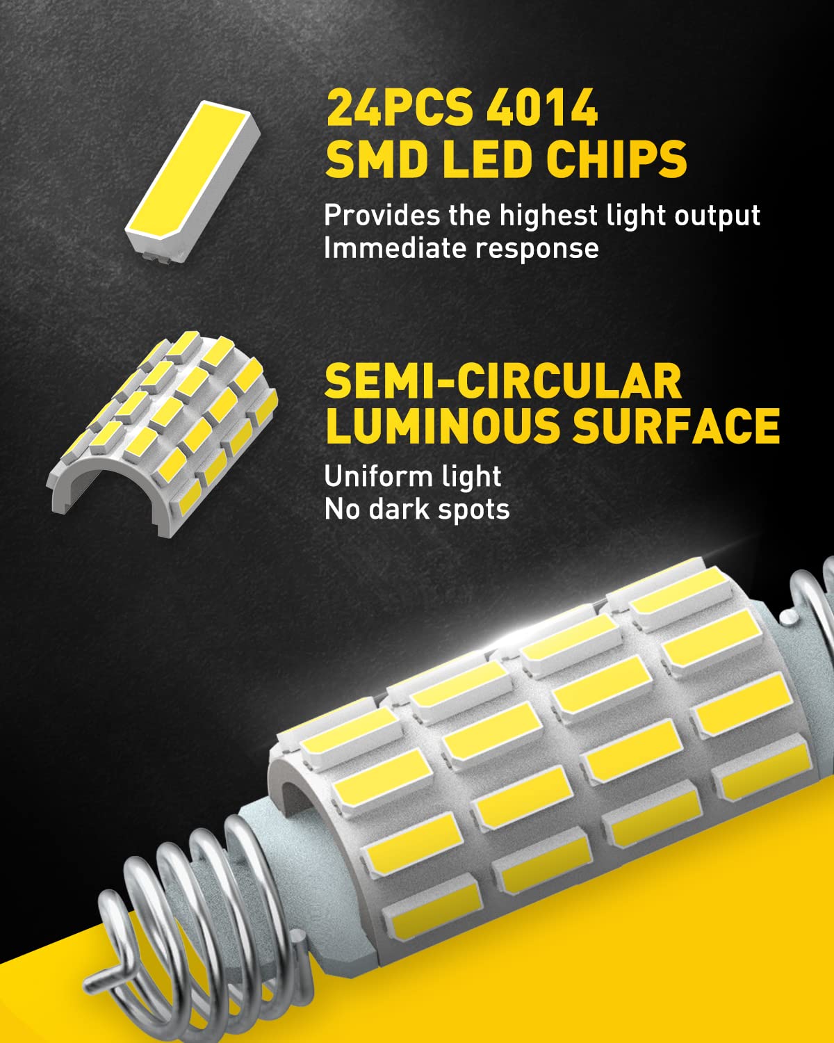 AUXITO 578 LED Bulbs, 39-42mm Festoon Lights, 6500K White, Aluminum, 4 Pack