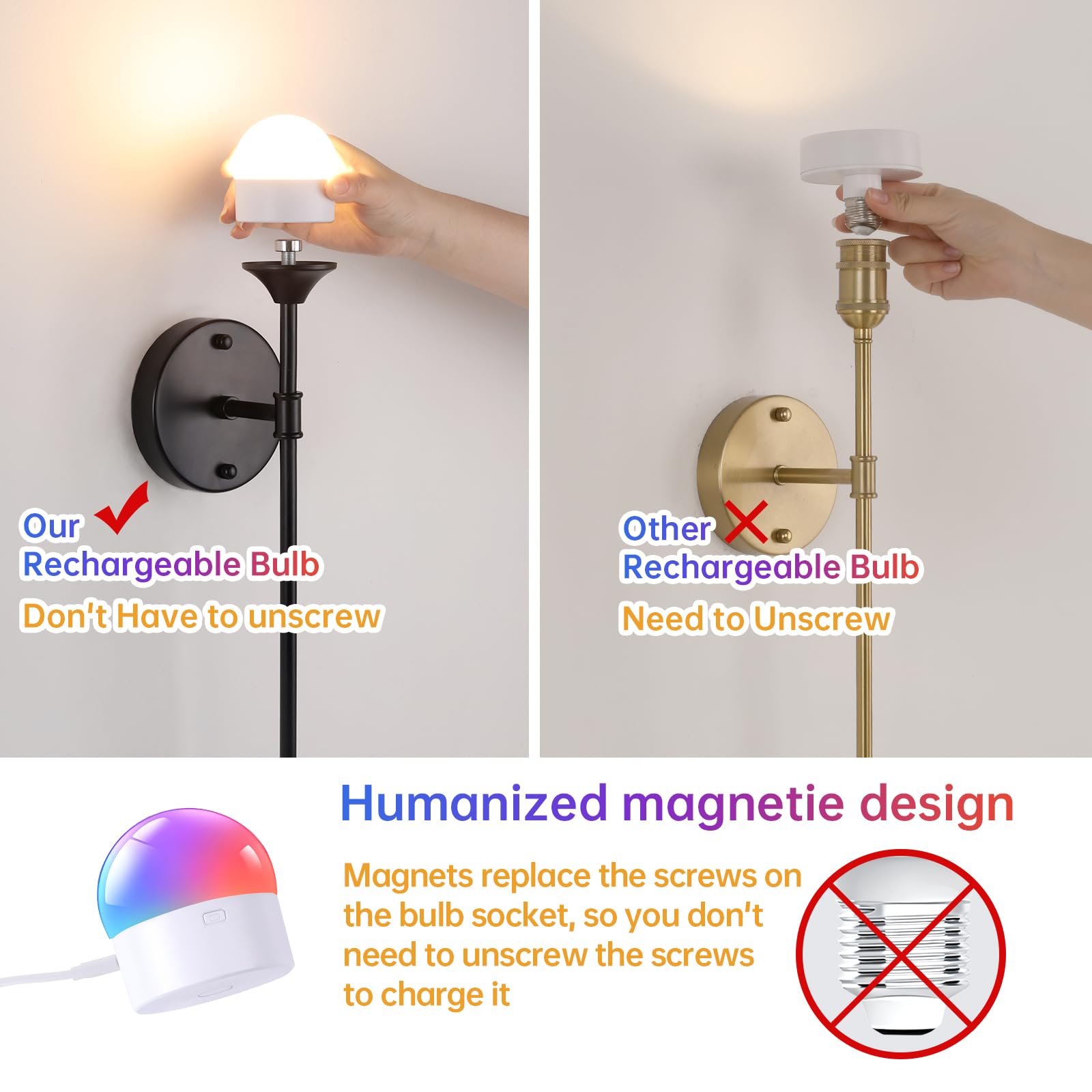 Shenmoyl Battery Operated Wall Sconce Set Of 2  Clear Tulip Vintage Wall Light Fixture Rechargeable 5000Mah Battery Powered Wall Lamp With Remote For Living Room Bathroom  Black
