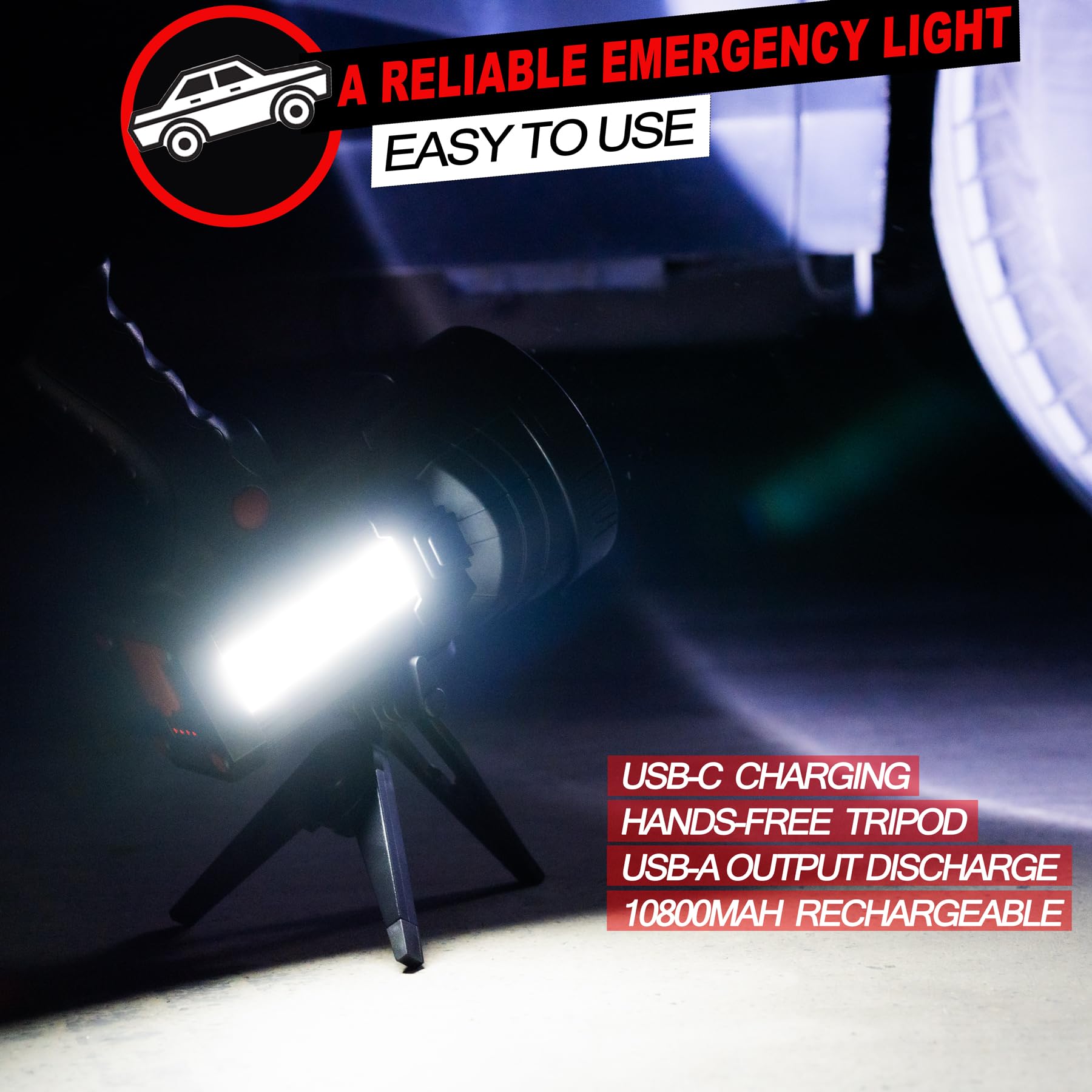 BIGSUN Rechargeable Spotlight Flashlight 100000 Lumen 10000mAh Power Bank Model Q953C3