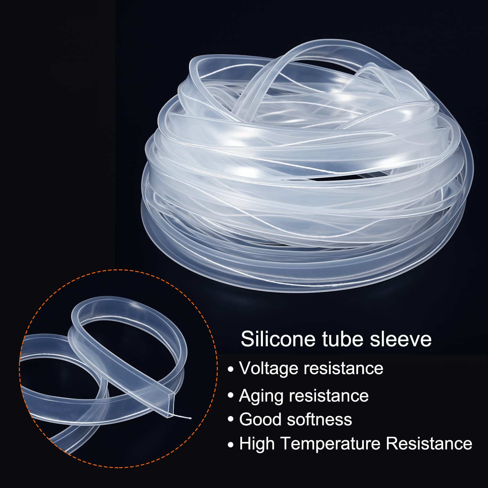 Patikil 16.4Ft Silicone Tube Sleeve, Flat Flexible Ip67 Waterproof Protection Cover Fit Rgbw/Rgbww 12Mm Wide Non-Weatherproof Le