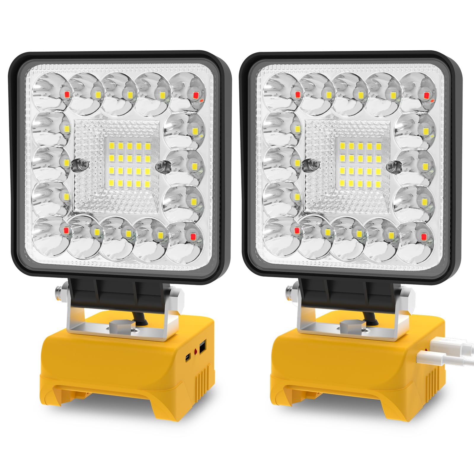 T-Sun 2Pcs Cordless Work Light Compatible With Dewalt 18V/20V Battery  With 3 Light Modes  Usb & Type C Charging Port Led Work Light For Workshop Camping Emergency And Job Site Lighting
