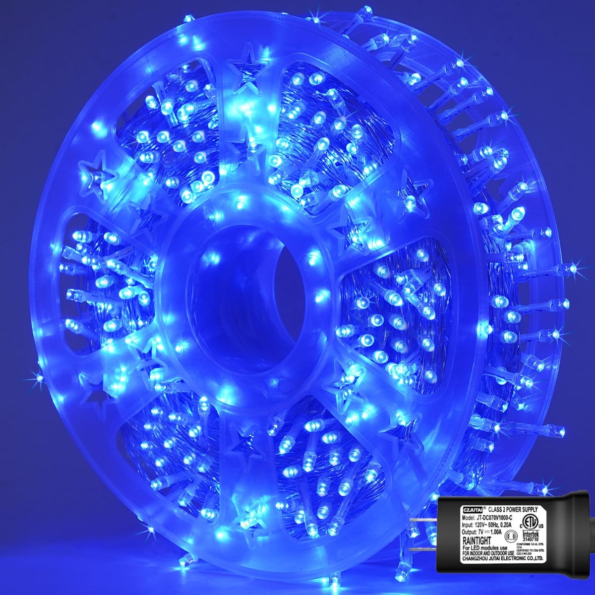 YEGUO 165ft 500 LED Blue Christmas Lights Outdoor Waterproof, Clear Wire String Lights Indoor, Twinkle Tree Lights Plug in with 