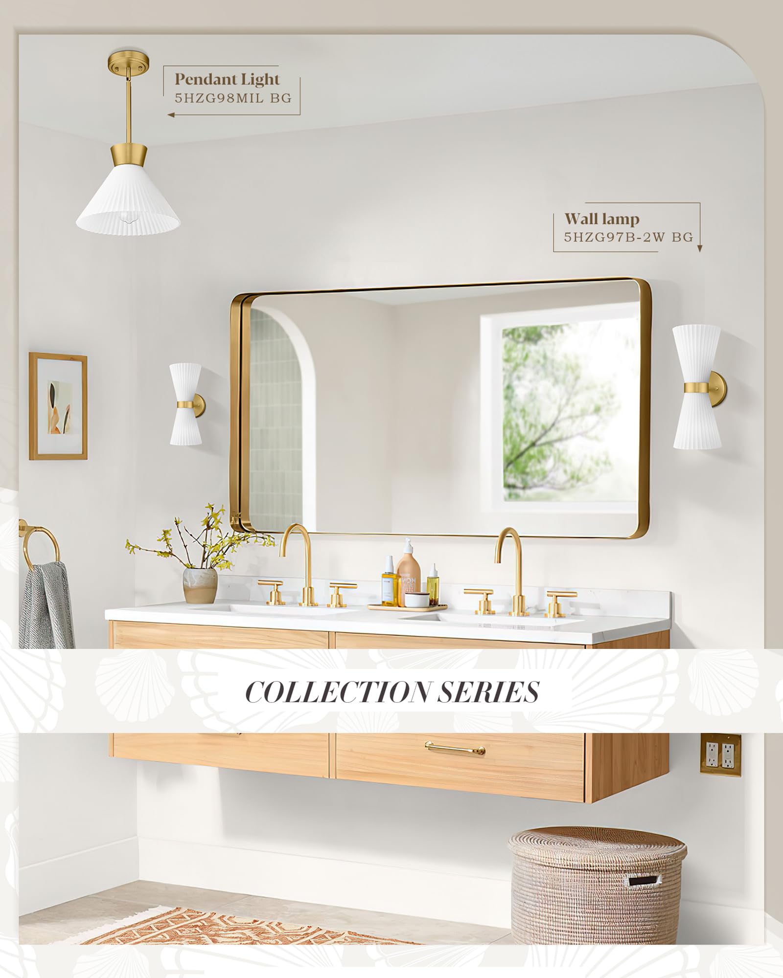 Gold Sconce Wall Lighting  Hwh Single Wall Vanity Light Fixture Brushed Gold Wall Sconce Lamp  Modern Indoor Up Down Wall Light With Frosted Milk White Striped Glass Shade  5Hzg97B-2W Bg