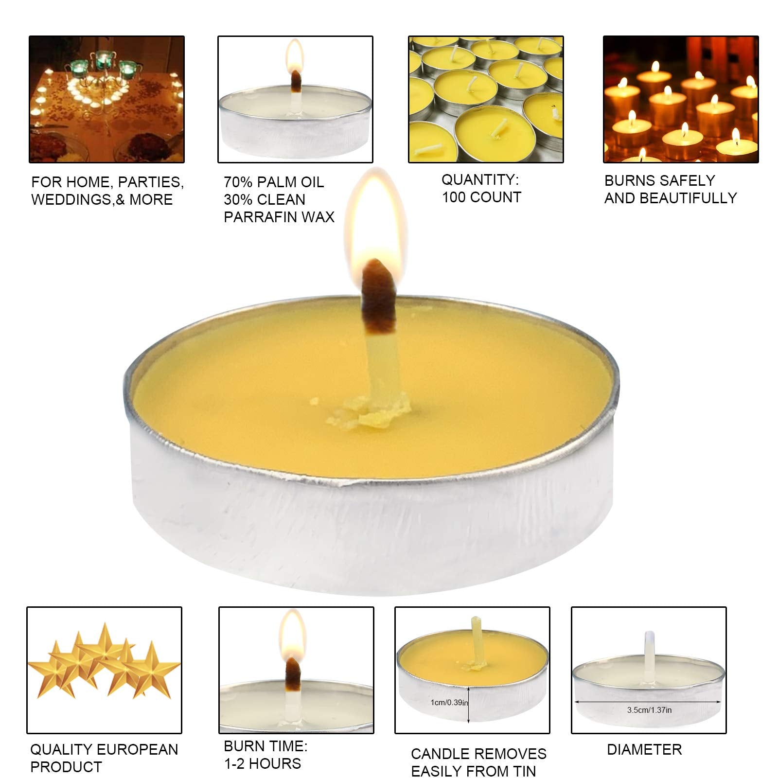 OUO Tea Lights - 50 Pack Smokeless & Dripless Mini Candles for Dinners, Parties, Home Decor - White