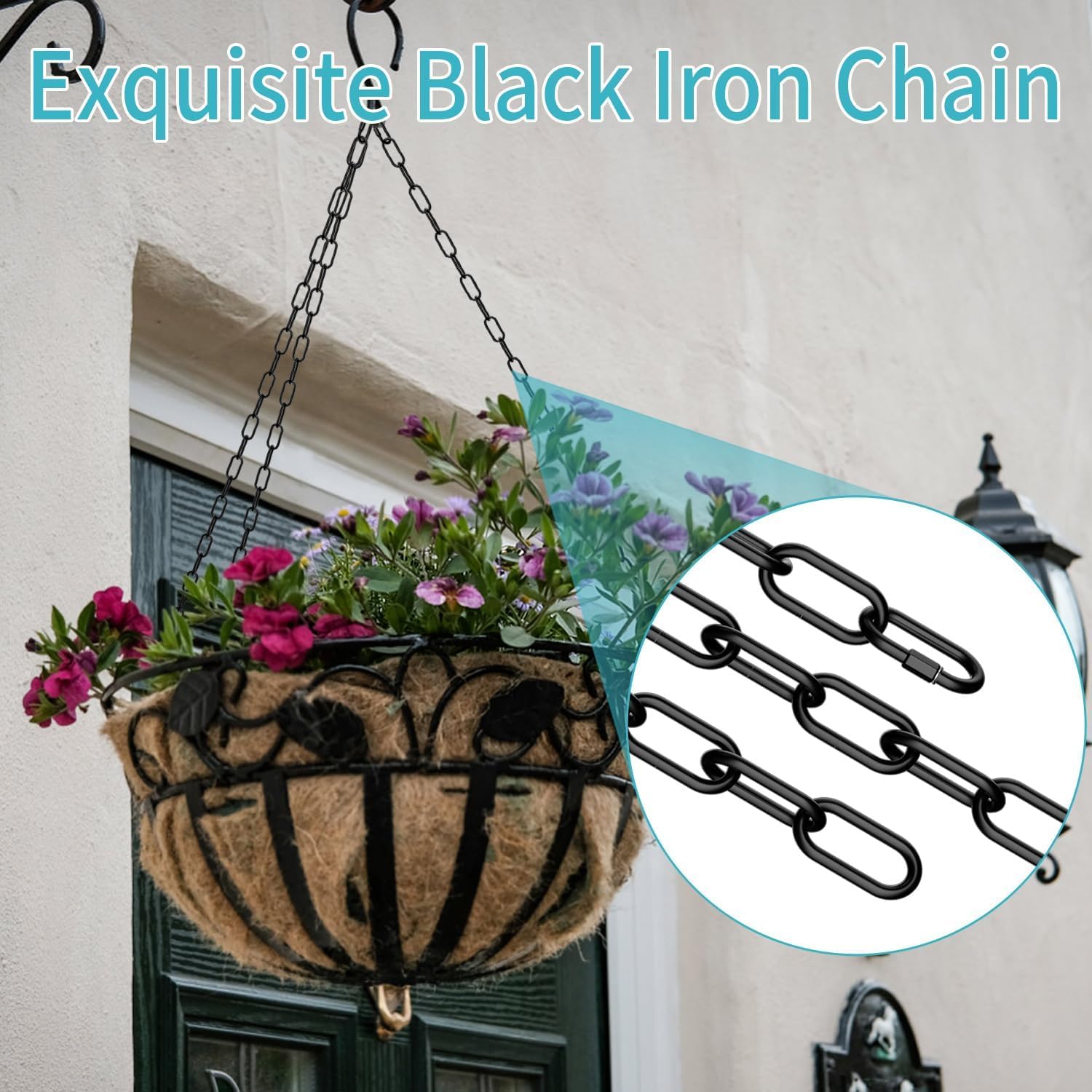 2 Pack 3 Feet Industrial Black Light Fixture Chain, Plant Hanging Chain, With Detachable Link, Maximum Load Is 60 Pounds