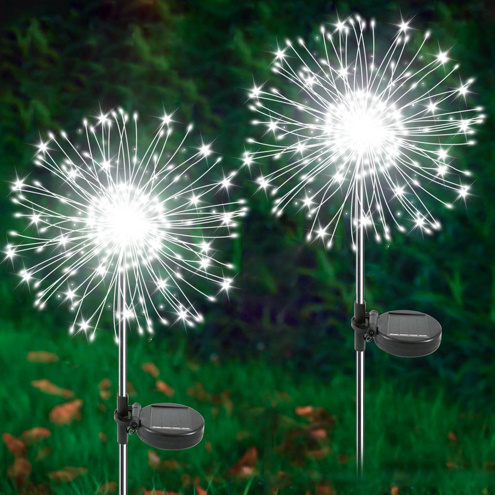 YaaFen Solar Garden Lights Outdoor, 2 Pack 120 LED Twinkling Solar Firework Lights Decorative with 2 Modes, Outdoor Waterproof S