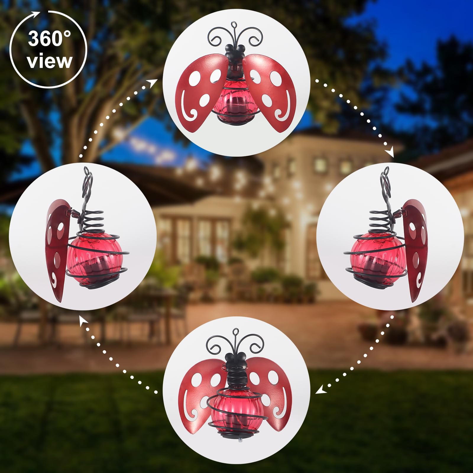 2 Pack Lady Bug Solar Outdoor Hanging Lantern Creative Small Sculpture Lights Durable Waterproof Lamp Suitable For Festivals Garden Decor Birthday Gifts For Grandma Mom Women Girl