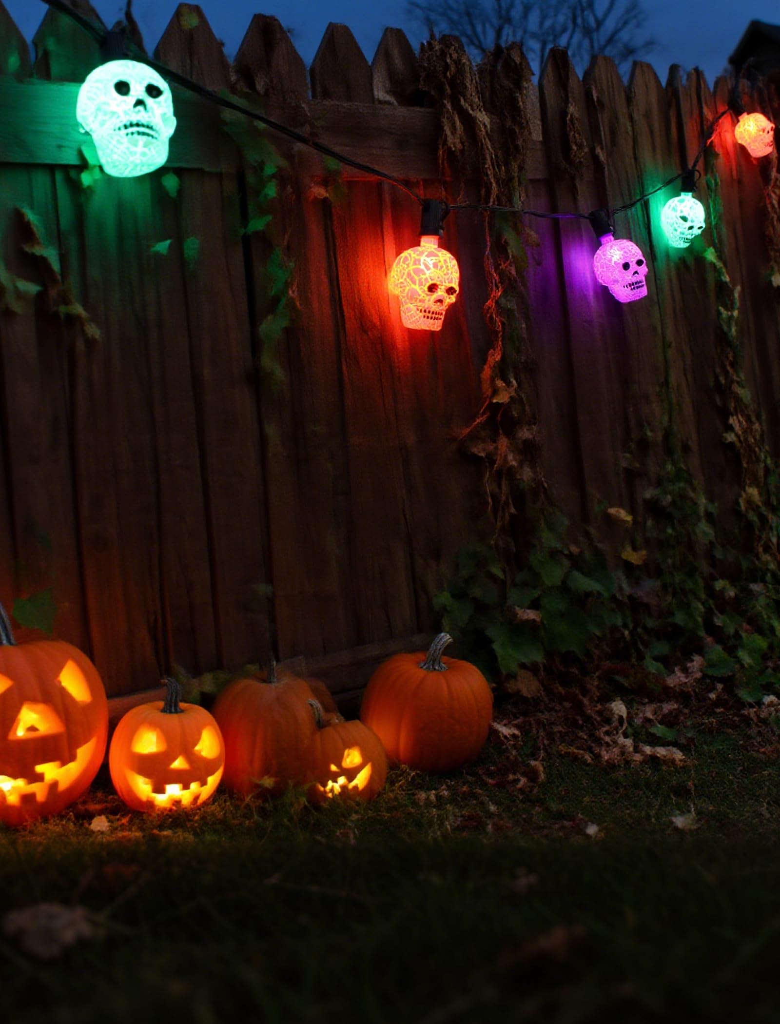 Hobbynors 10.5ft Halloween Skull String Lights, Waterproof, Multicolor, UL Certified, Model LR-I/O-C-10-0.6-J25