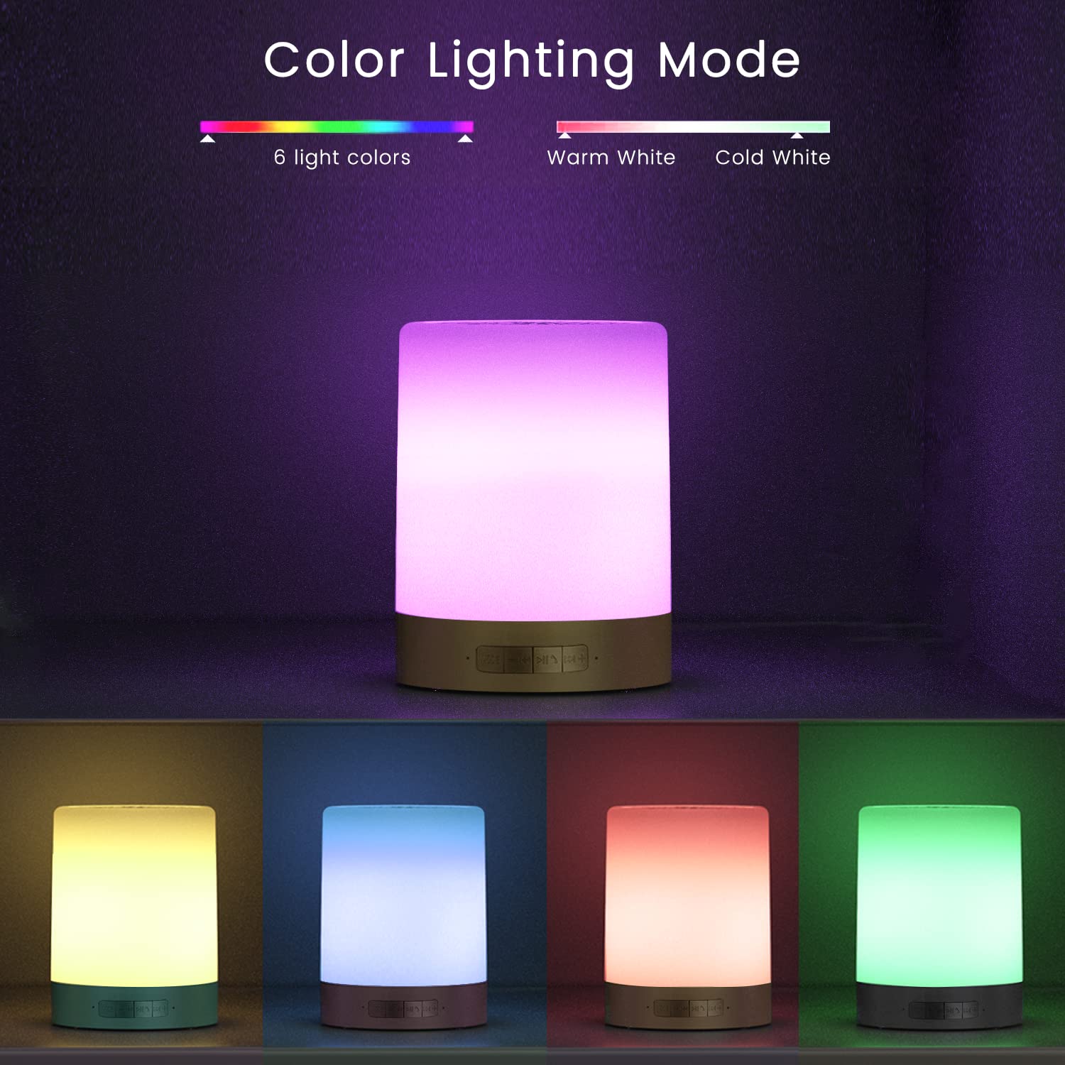 Elecstars Touch Bedside Lamp with Bluetooth Speaker, Dimmable Night Light, Rose Gold, Model ES-PPD-ROSE GOLD