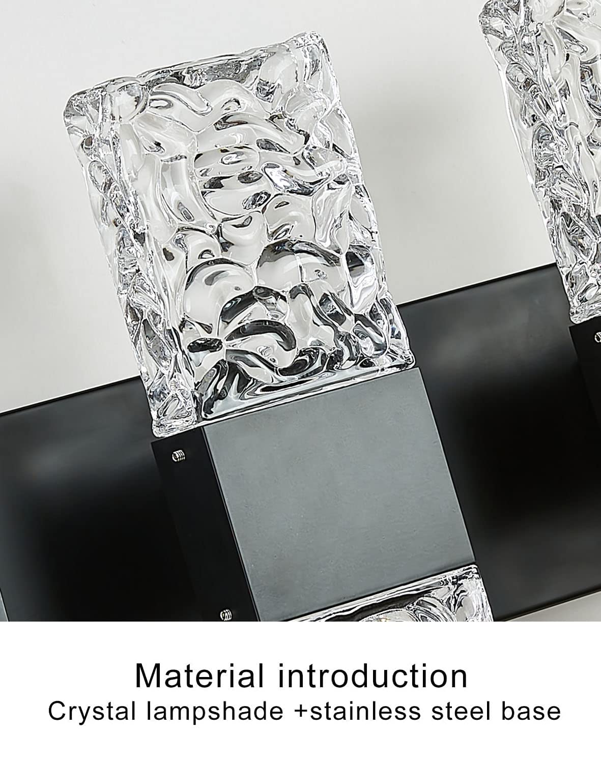 Oylyw Black 3-Light Bathroom Vanity Light Fixture, Modern Led Crystal Wall Light, 6000K