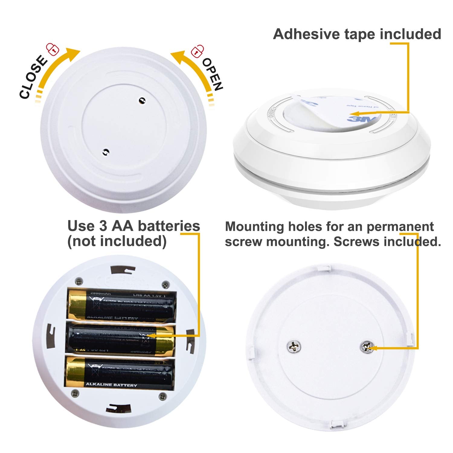Honwell Push Light - Dimmable Color Changing Led Puck Lights, 4-Pack, Wireless Battery Powered, Ideal For Closets, White1