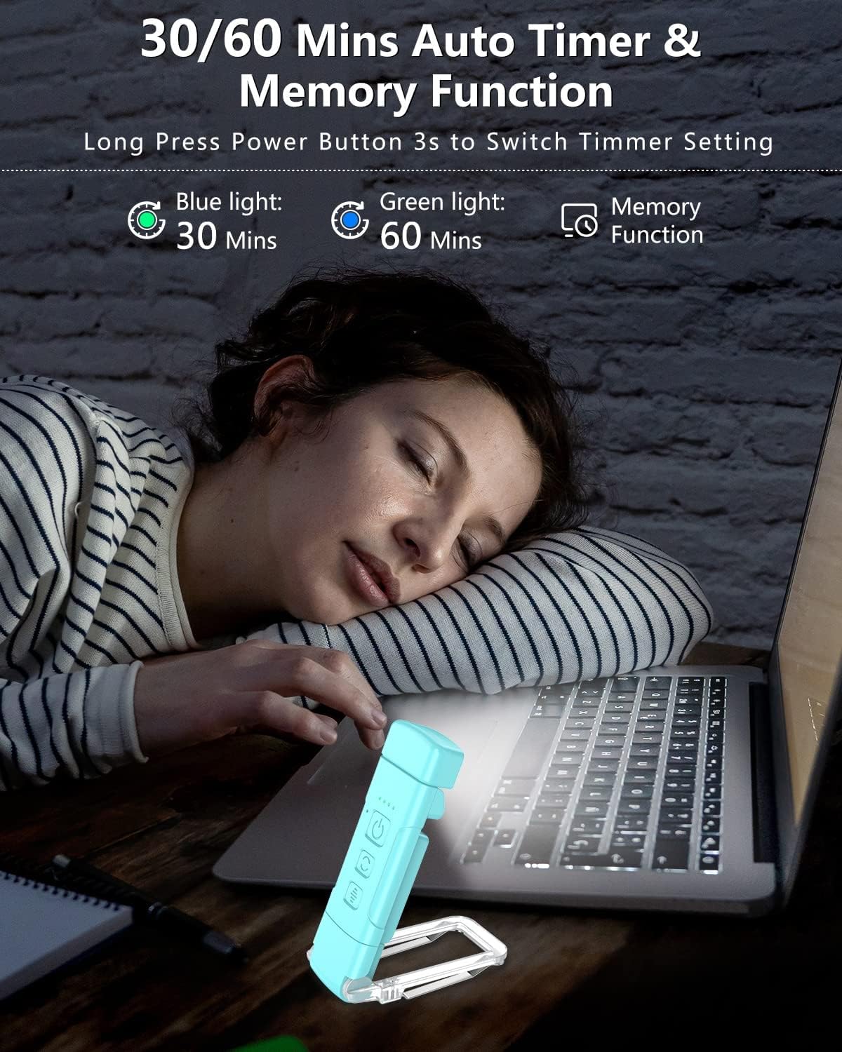 Novusol Book Reading Light W/Timer,Rechargeable Light For Reading In Bed,Clip-On Led Bookmark Lamp W/ 3 Amber Colors & 5 Brightn