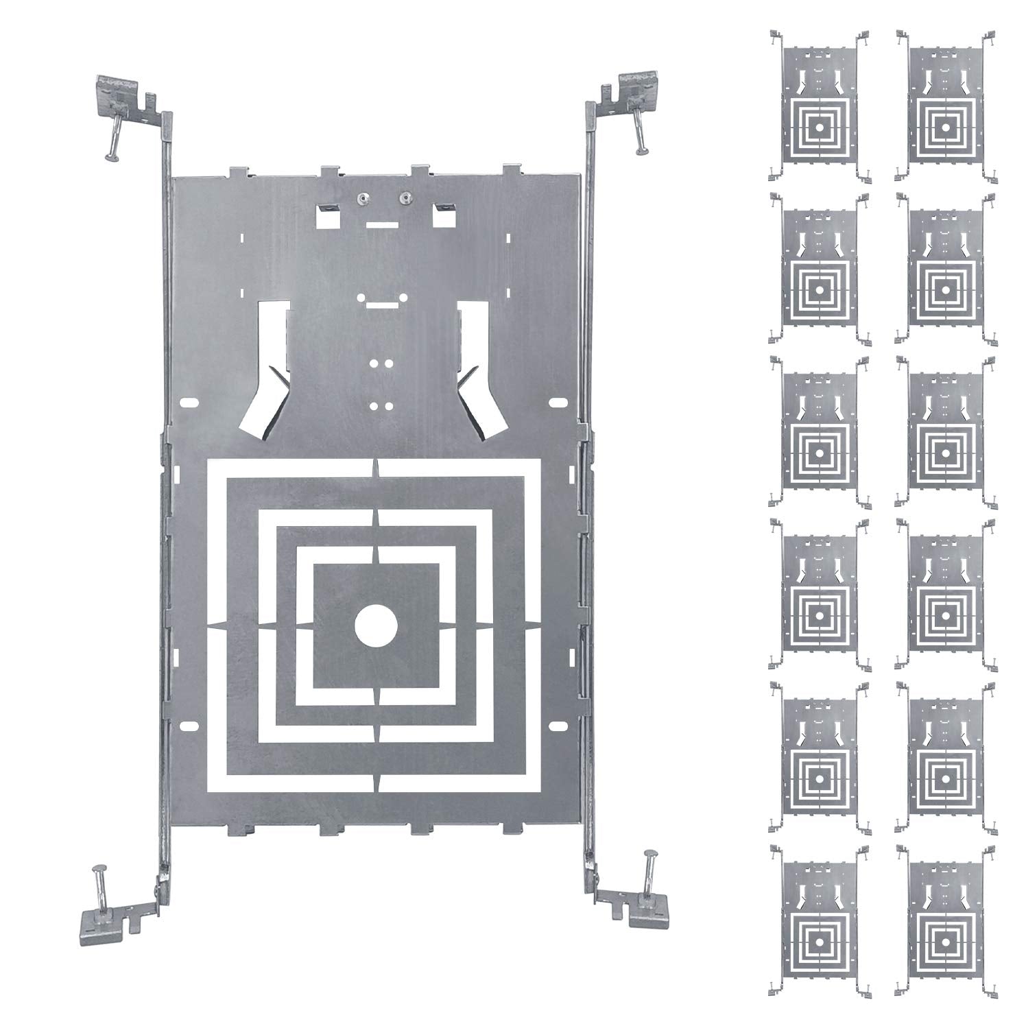 ASD New Construction Mounting Plate with Square Holes 3-4-6 - Adjustable LED Recessed Lighting Housing with Extendable Hanger Ba