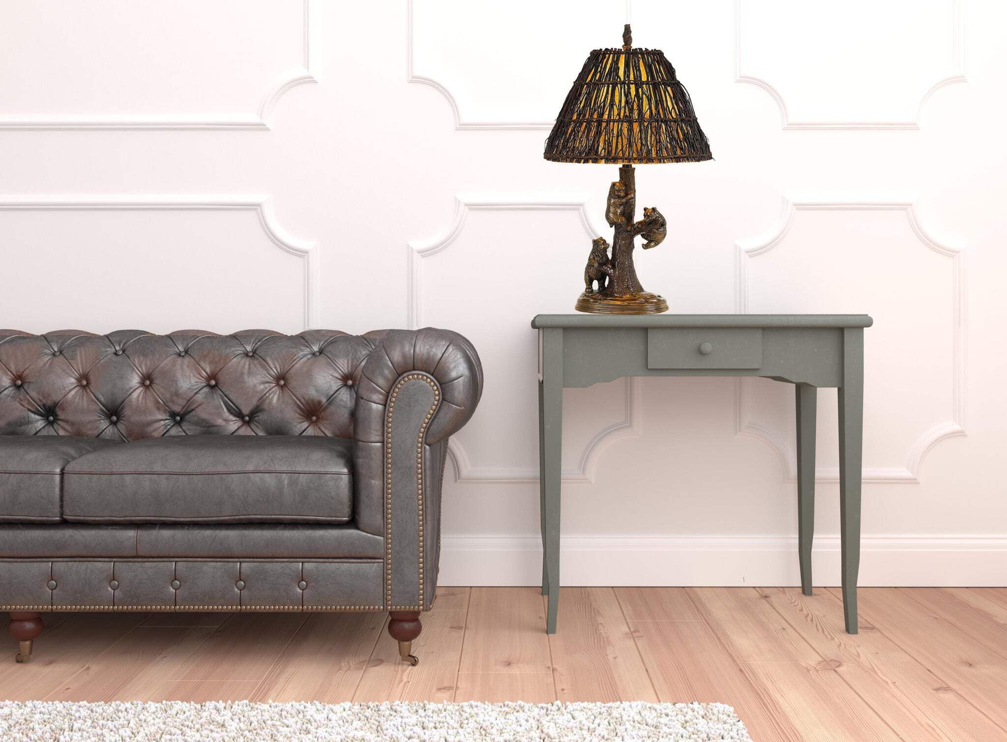 Homeroots Bronze Table Lamp With Brown Empire Shade, 29.5 X 17 X 17 In., Model 524659