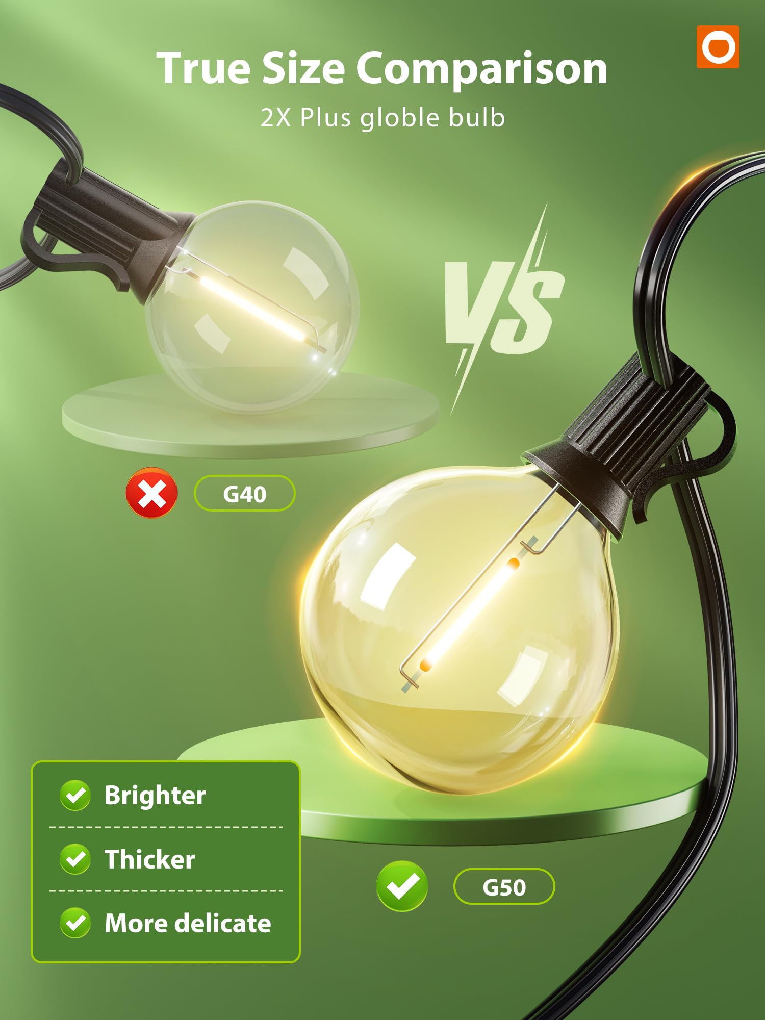 addlon Solar String Lights G50 Waterproof 100FT Outdoor LED Bulbs Black 3 Light Modes