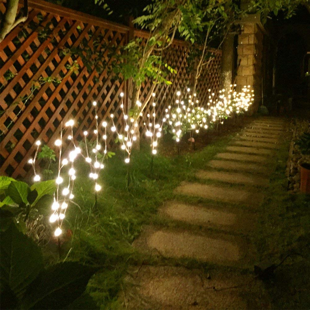 Vanthylit Lighted Twig Stakes Set of 2, 30" Brown Plastic, 120 Warm White Lights for Indoor/Outdoor Pathway Decoration