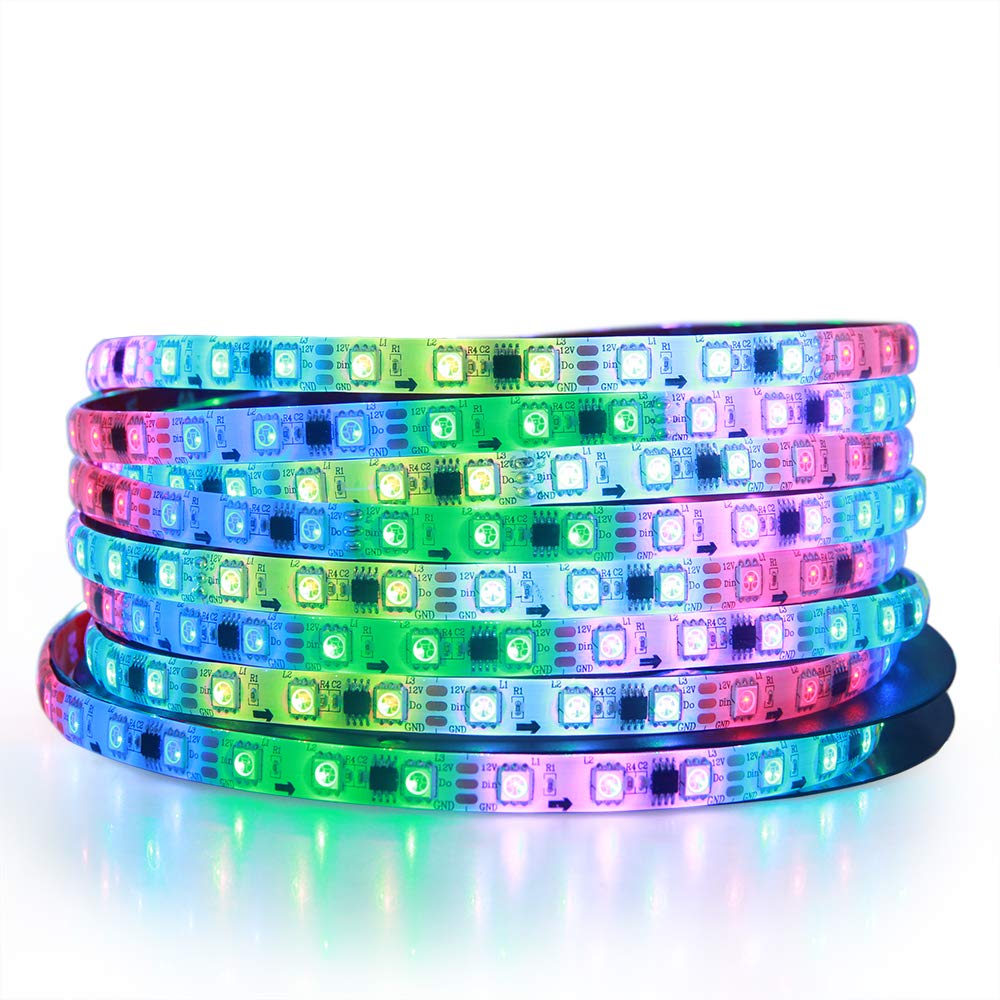 Alitove Ws2811 Addressable Rgb Led Strip 12V Programmable Led Pixel Strip Lights 16.4Ft 300 Leds Dream Color Digital Led Flexibl