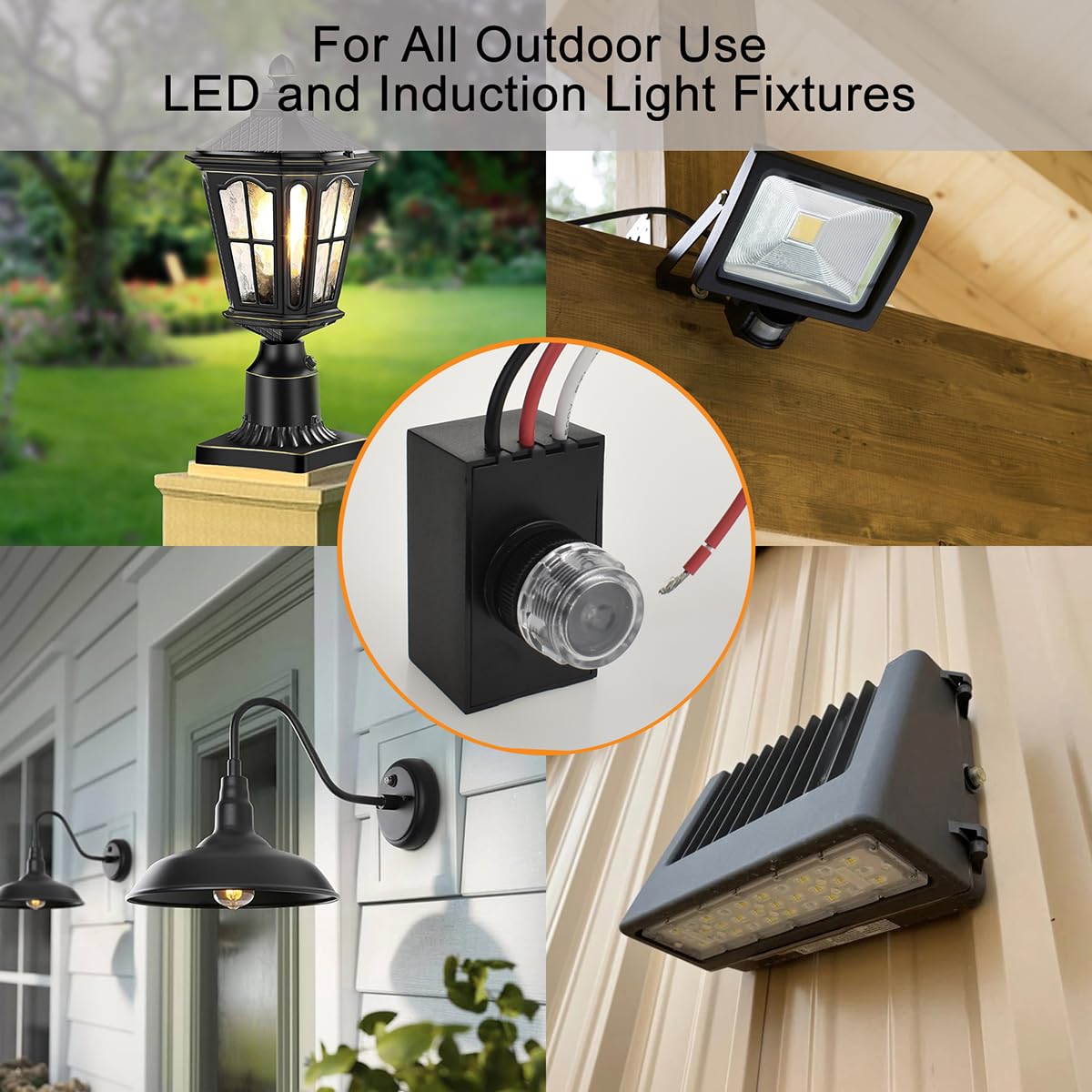 J.LUMI YCA1030 Hard-Wired Outdoor Photocell Light Sensor, Black, 1 Pack, UL Listed