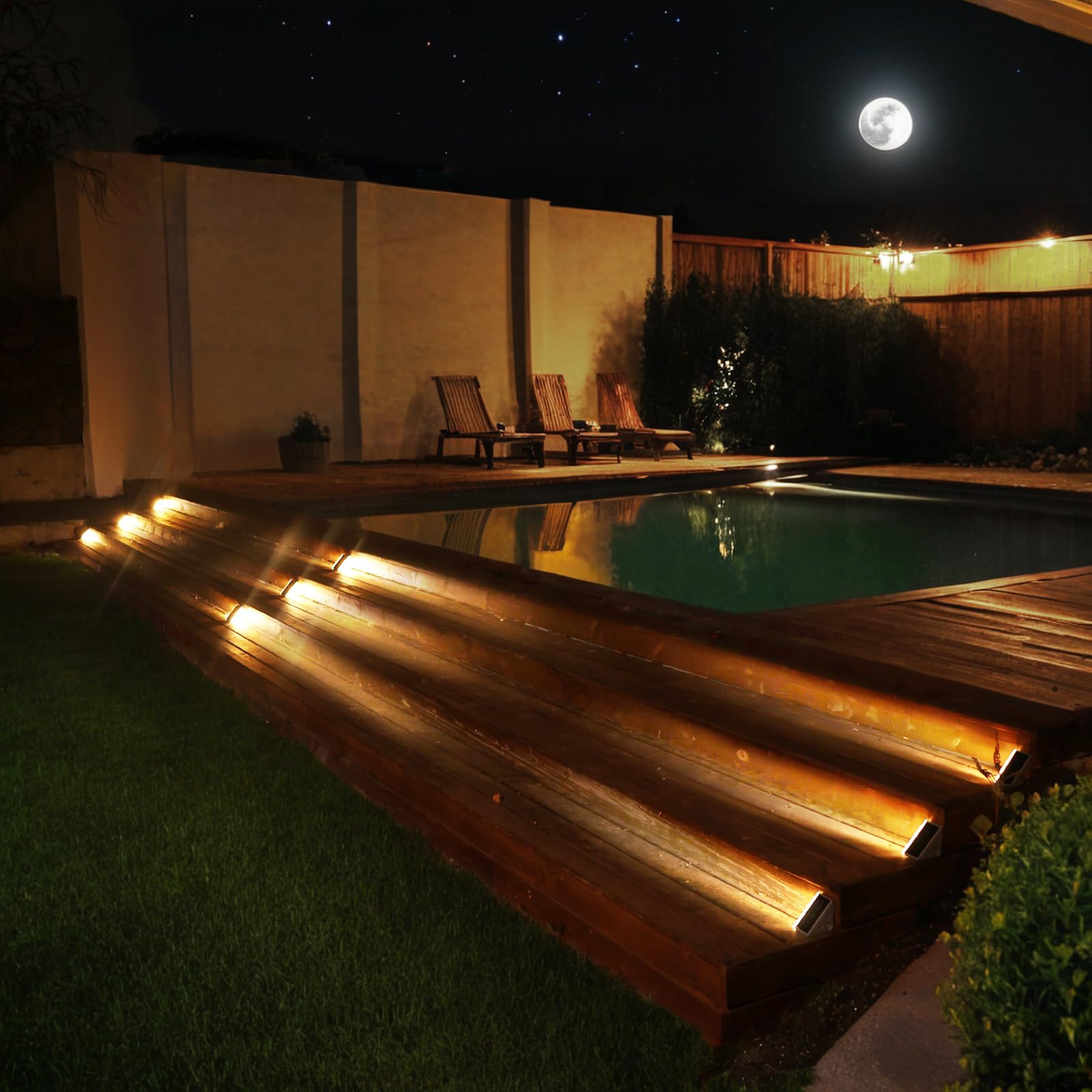 Jofios 16-Pack Solar Step Lights Outdoor Waterproof Ip67 Warm White Stair Lighting