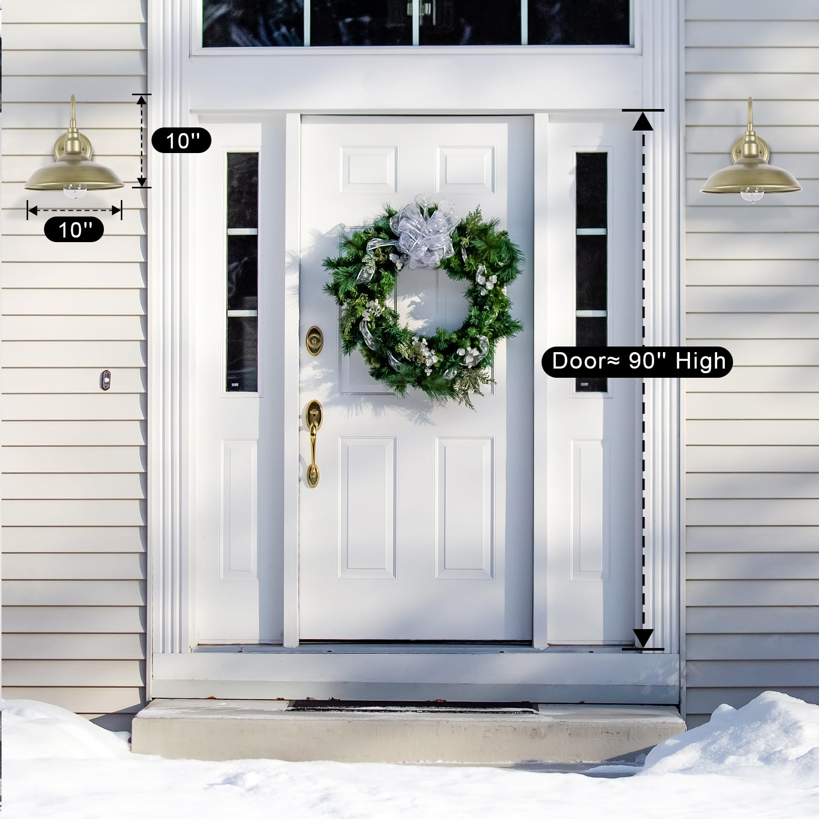 Goalplus 10 Inch Gooseneck Barn Light For Farmhouse, Brass Exterior Barn Style Light Fixture With Wall Mount, Outside Goose Neck