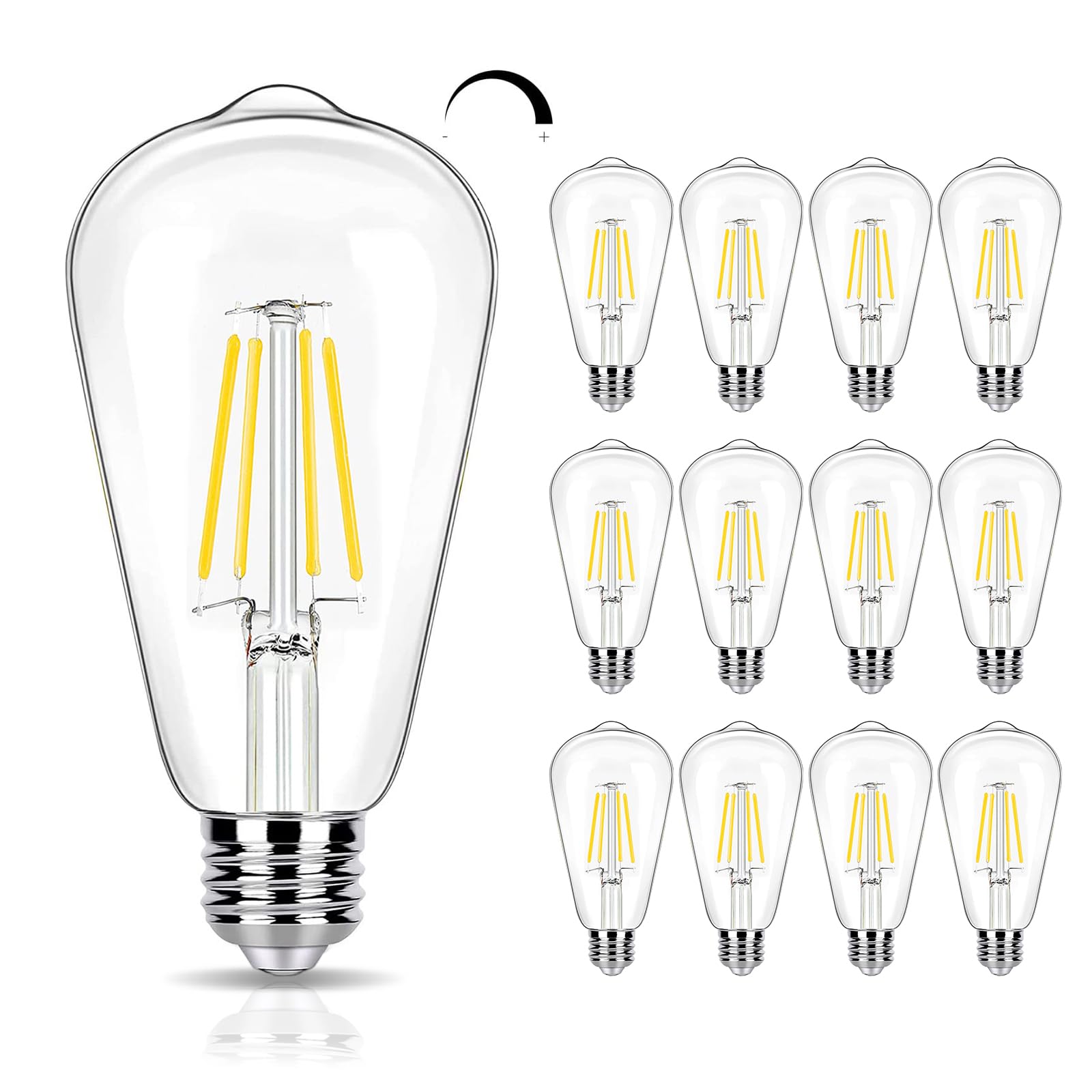 winsaLED 8 Pack Dimmable LED Edison Bulbs 40W Equivalent  ST19/ST58 4W Vintage LED Light Bulbs for Home Lighting  90 CRI  450LM  E26 Base  4000K Cool White