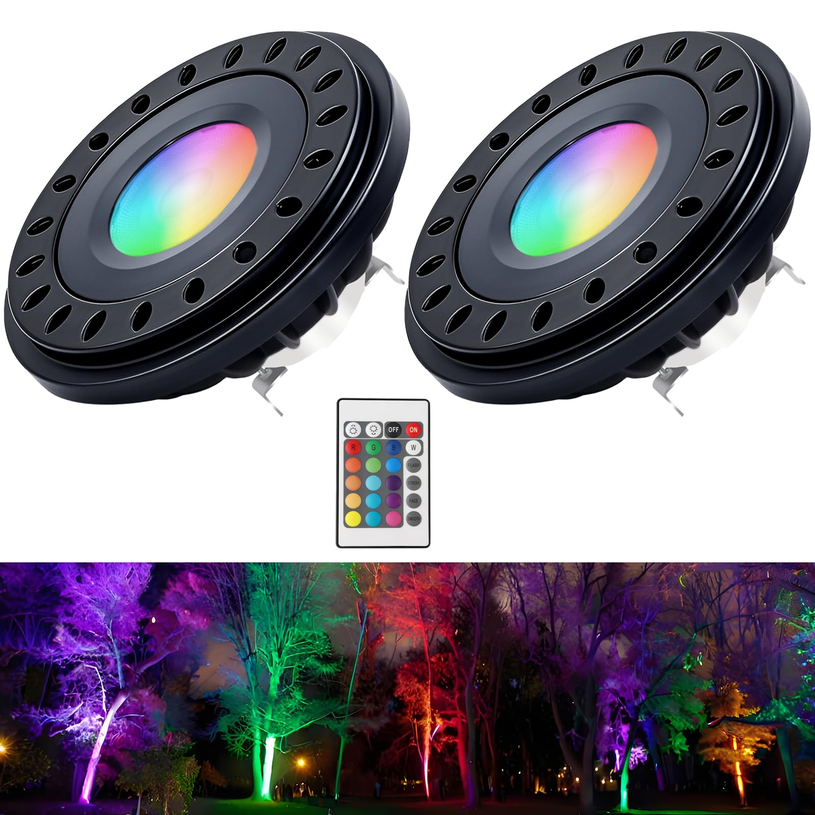 Noobibaba Par36 Led Bulb Color Changing  Rgb Par36 Led Landscape Spotlight  Par 36 Led Bulb 12V-24V 7W Rgb+Warm White  50W Par36 Halogen Bulbs G53 Base For Flood Light Rv Track Light 600Lm 2-Count