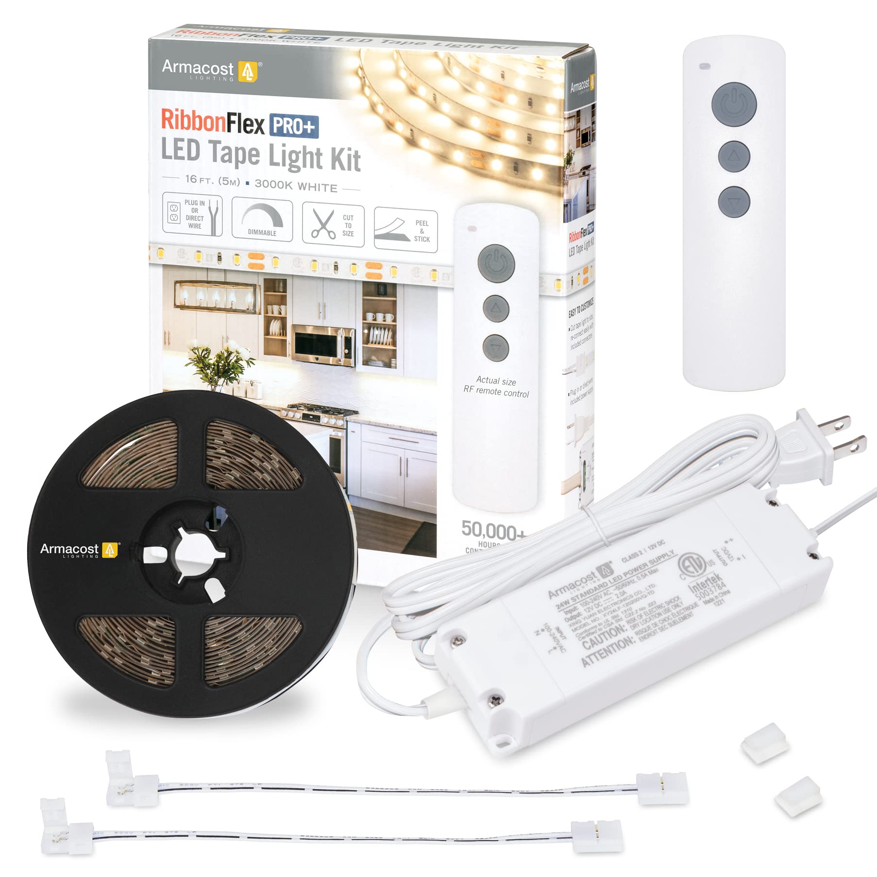 Armacost Lighting RibbonFlex PRO+ 12V 3000K Soft White LED Strip Light Kit 142131