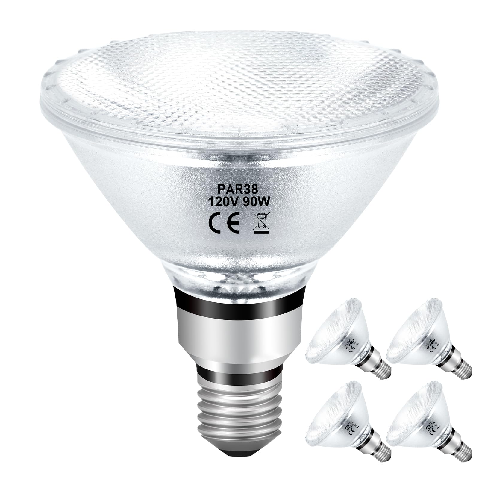 Jaenmsa Par38 Halogen Flood Light Bulbs 90W 120V, 4Pcs Halogen Par38 90W Light Bulbs Dimmable With E26 Base, 2700K Warm White, 4