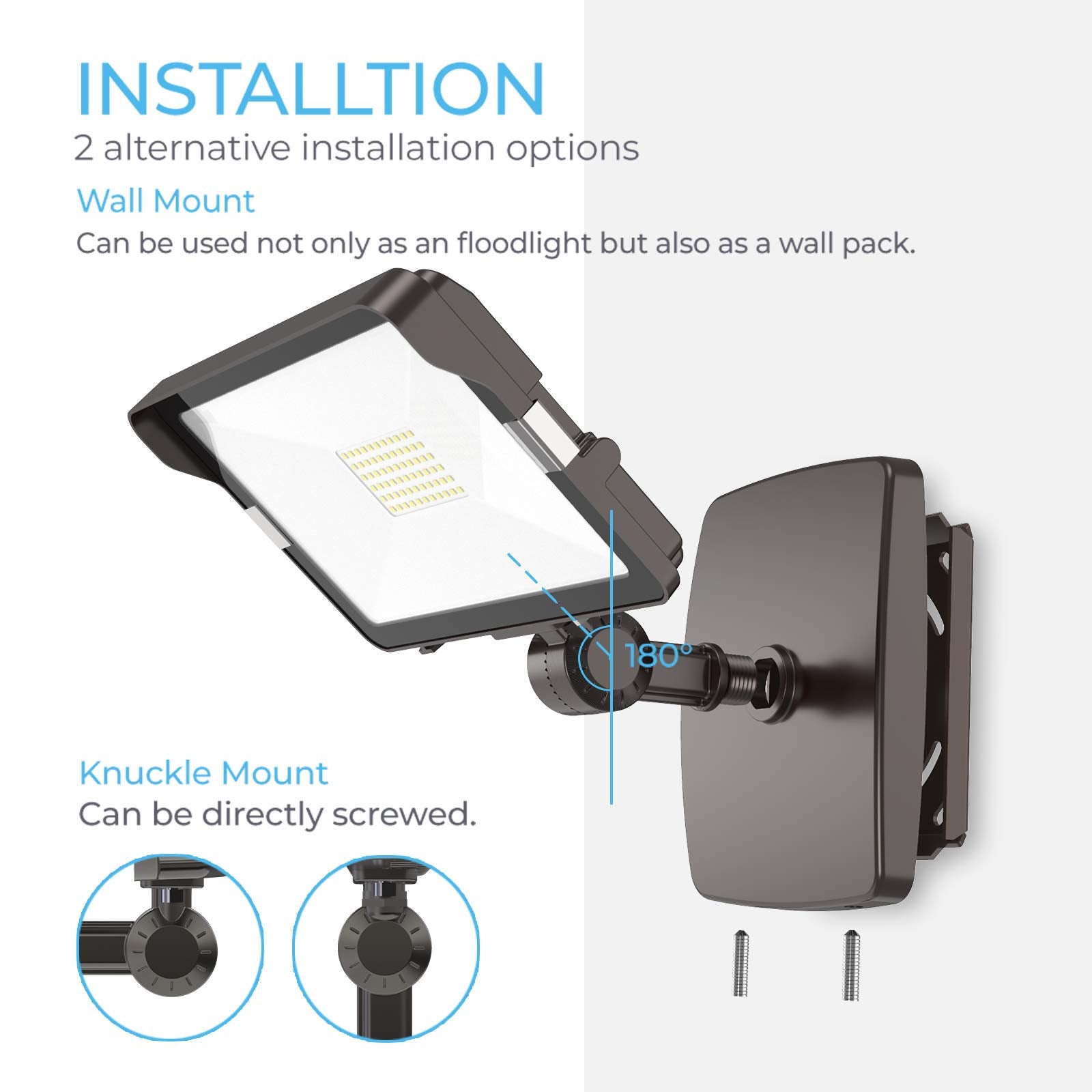 Hyperlite 70W Flood Lights Outdoor 2 Pack, Led Flood Light With Knuckle Mount, Floodlight Wall Mount 5000K 7,700Lm Ip65 Waterpro
