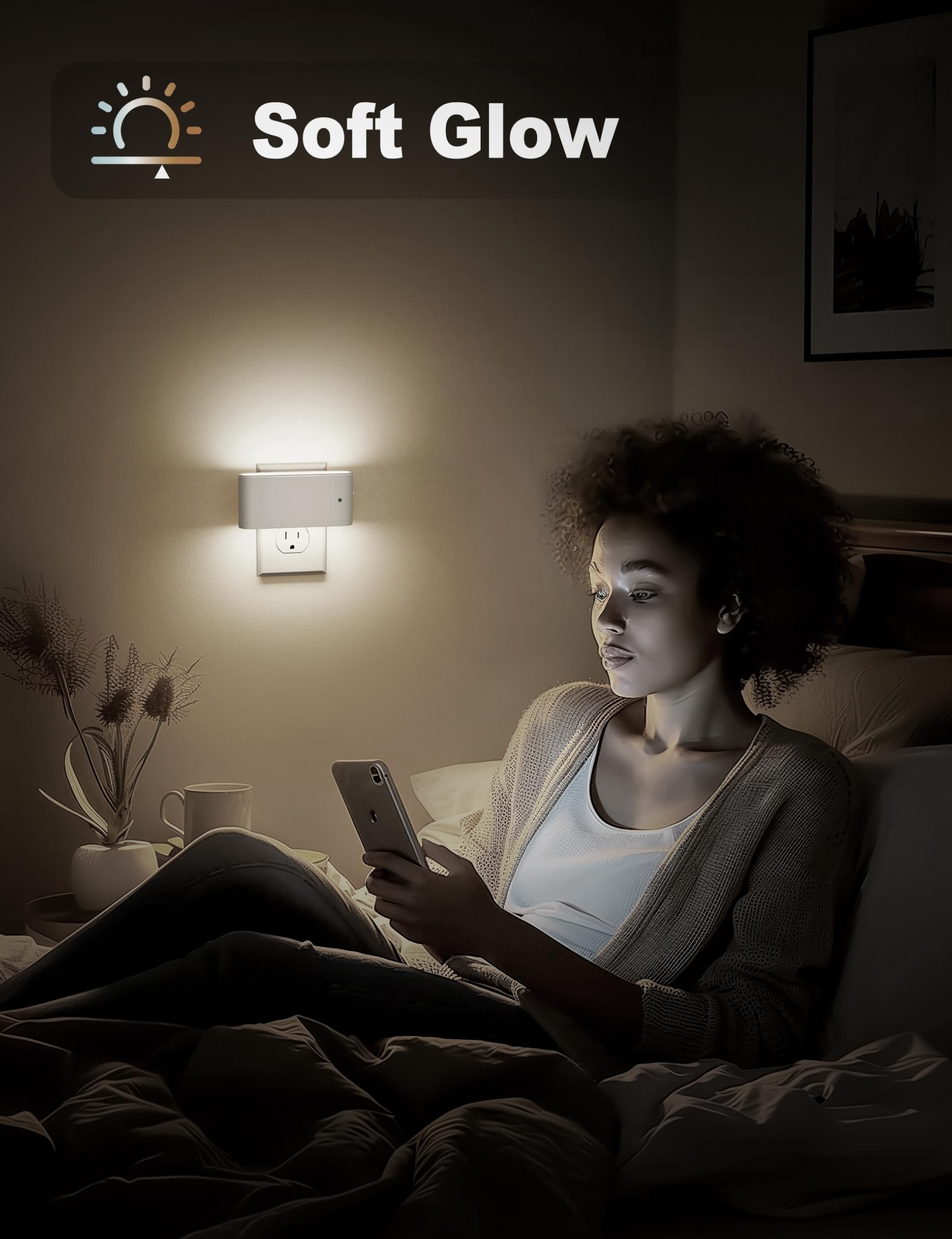 Jandcase Led Night Lights Plug Into Wall, Night Light With Dusk To Dawn Light Sensor, Dimmable Night Light Plug In [2 Pack], 500