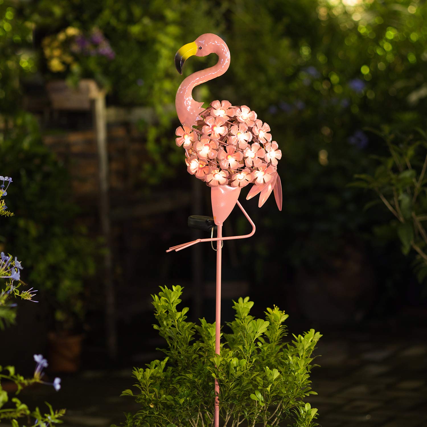 Homeimpro Garden Decor Solar Lights Flamingo Gifts For Women Yard Outdoor Decorations Stake Metal Lights, Waterproof Warm White