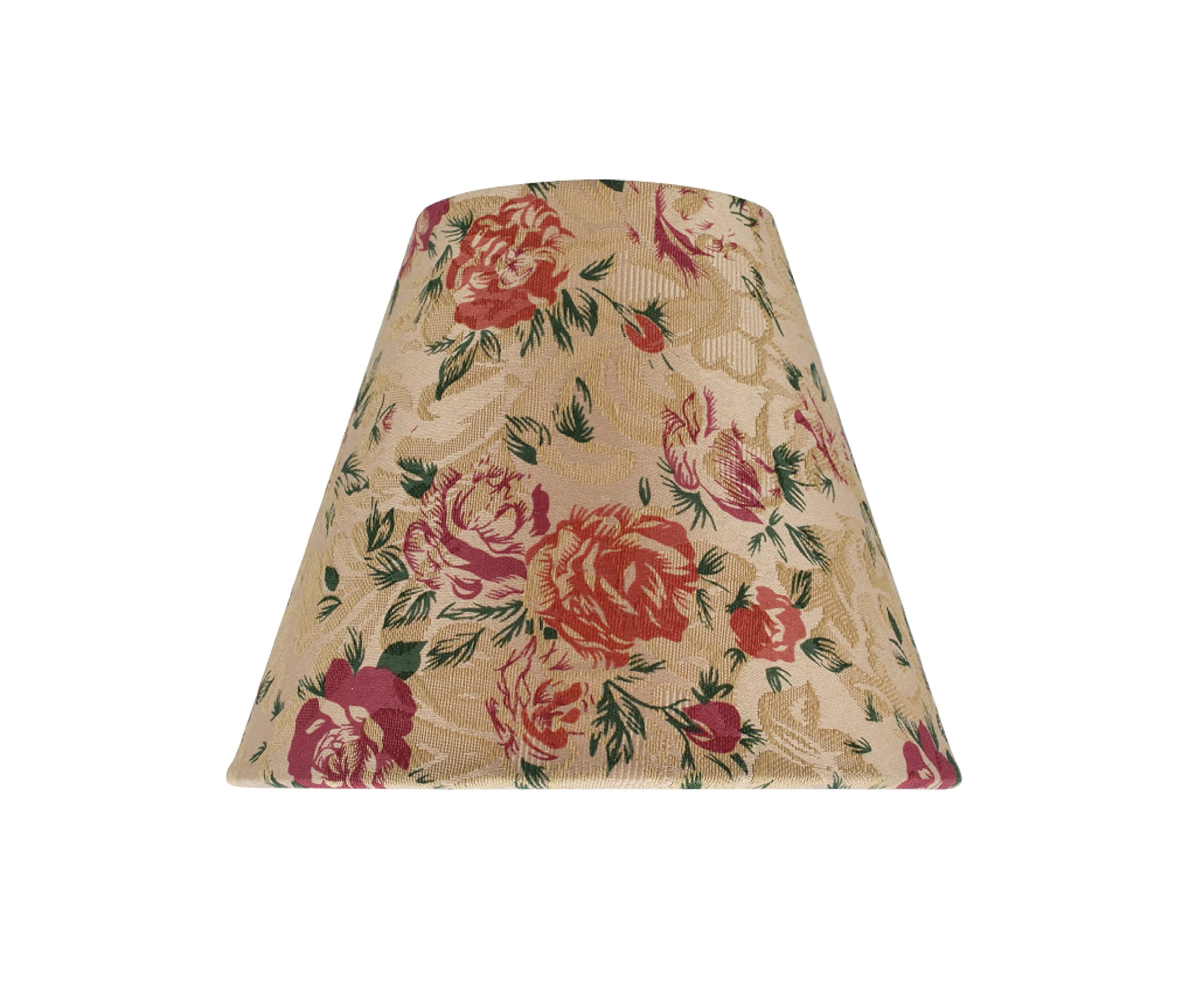 Aspen Creative 32003-5A, Empire Clip-On Chandelier Lamp Shade, Floral, 3&quot; Top X 6&quot; Bottom X 5&quot; Slant Height, Set Of 5