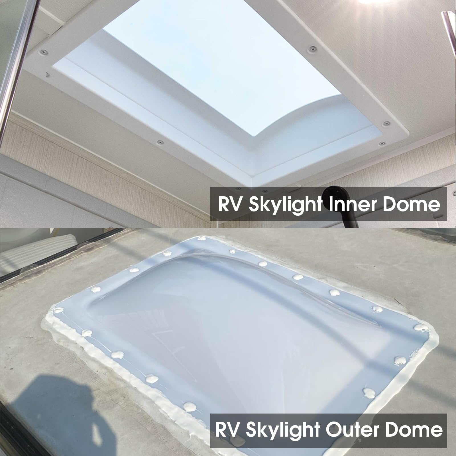 Rv Skylight Replacement Bundle,18'' X 26'' Skylight Outer Dome Fit 14'' X 22'' Opening,Rv Shower Skylight For Camper Trailer Fif