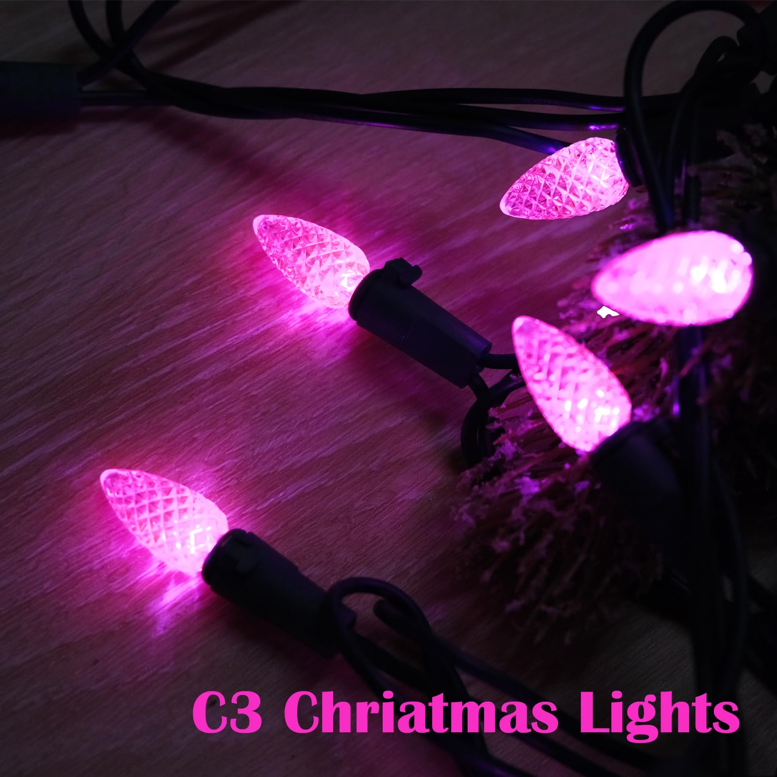 FOMOMDI C3 Outdoor Christmas Lights, 18Ft 50 LED Commercial Grade String Lights for Patio Garden Home Halloween Xmas Tree Holida