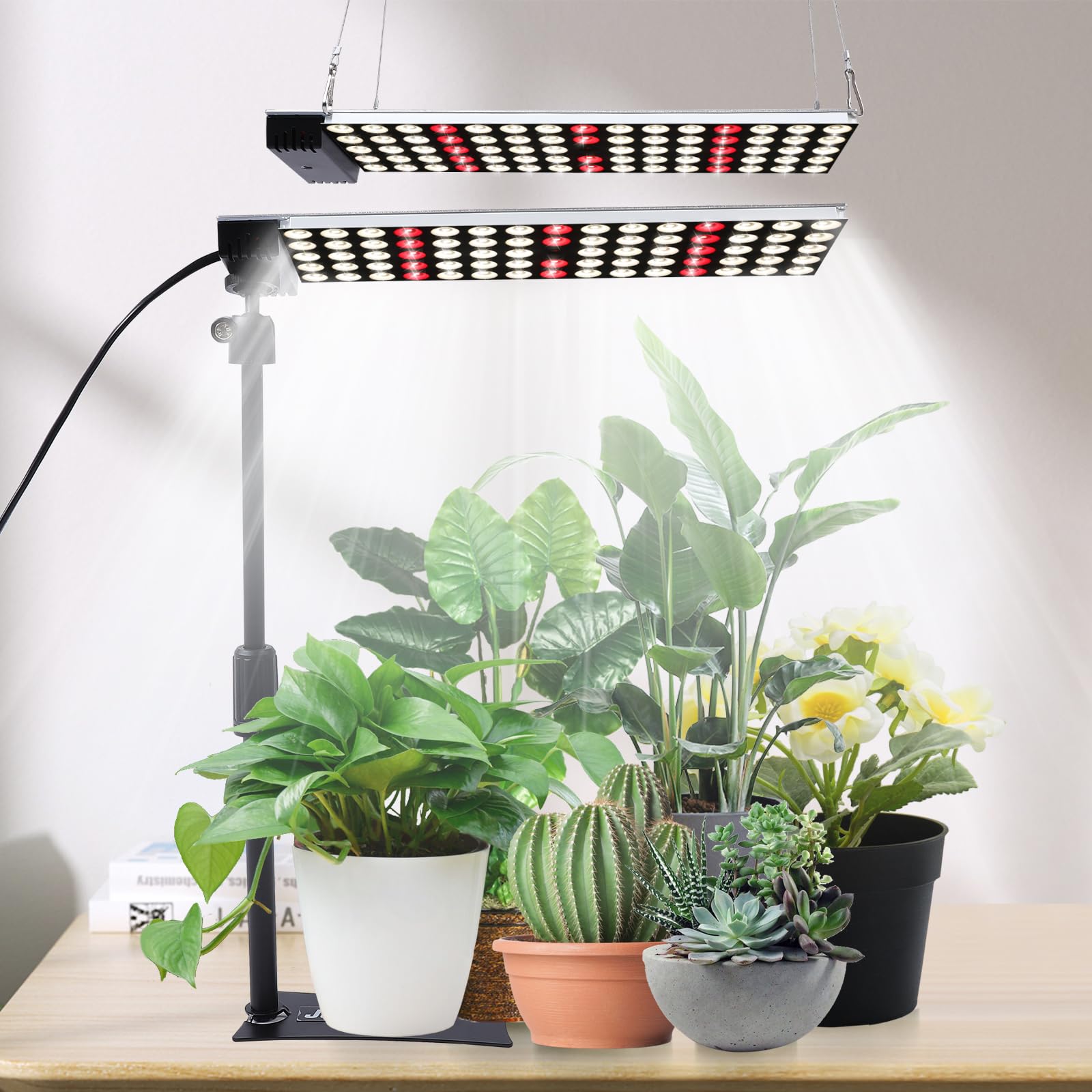 JCBritw LED Grow Light with Stand, 50W Full Spectrum, White, Model: Standing Panel Series, Ideal for Seed Starting and Flowering
