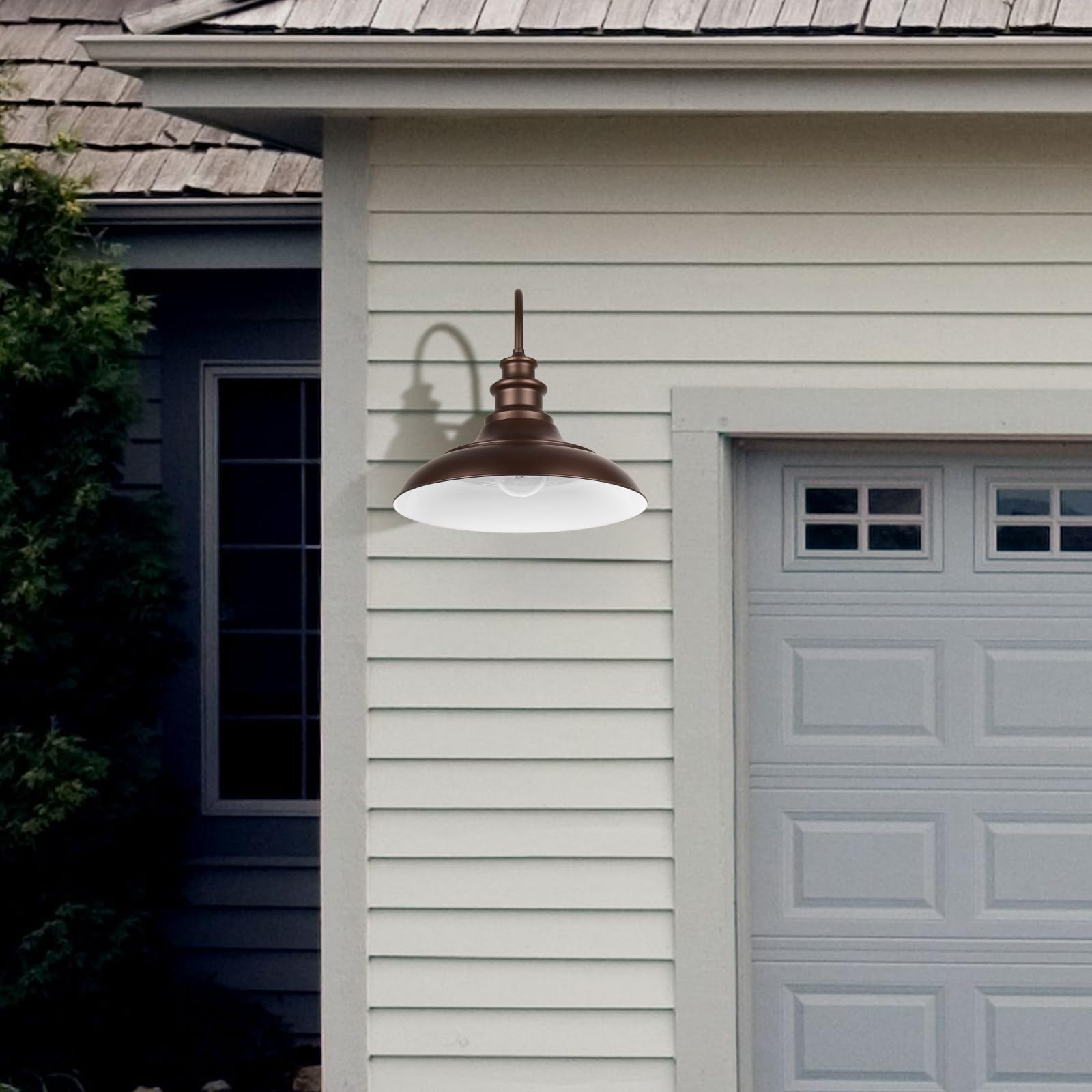 Diyel Outdoor Barn Light Fixtures  16 Inch Large Dome Farmhouse Exterior Wall Mount Lights  Rustic Wall Sconces Indoor Wall Lighting  Industrial Bronze White Lanterns For Porch  2 Pack