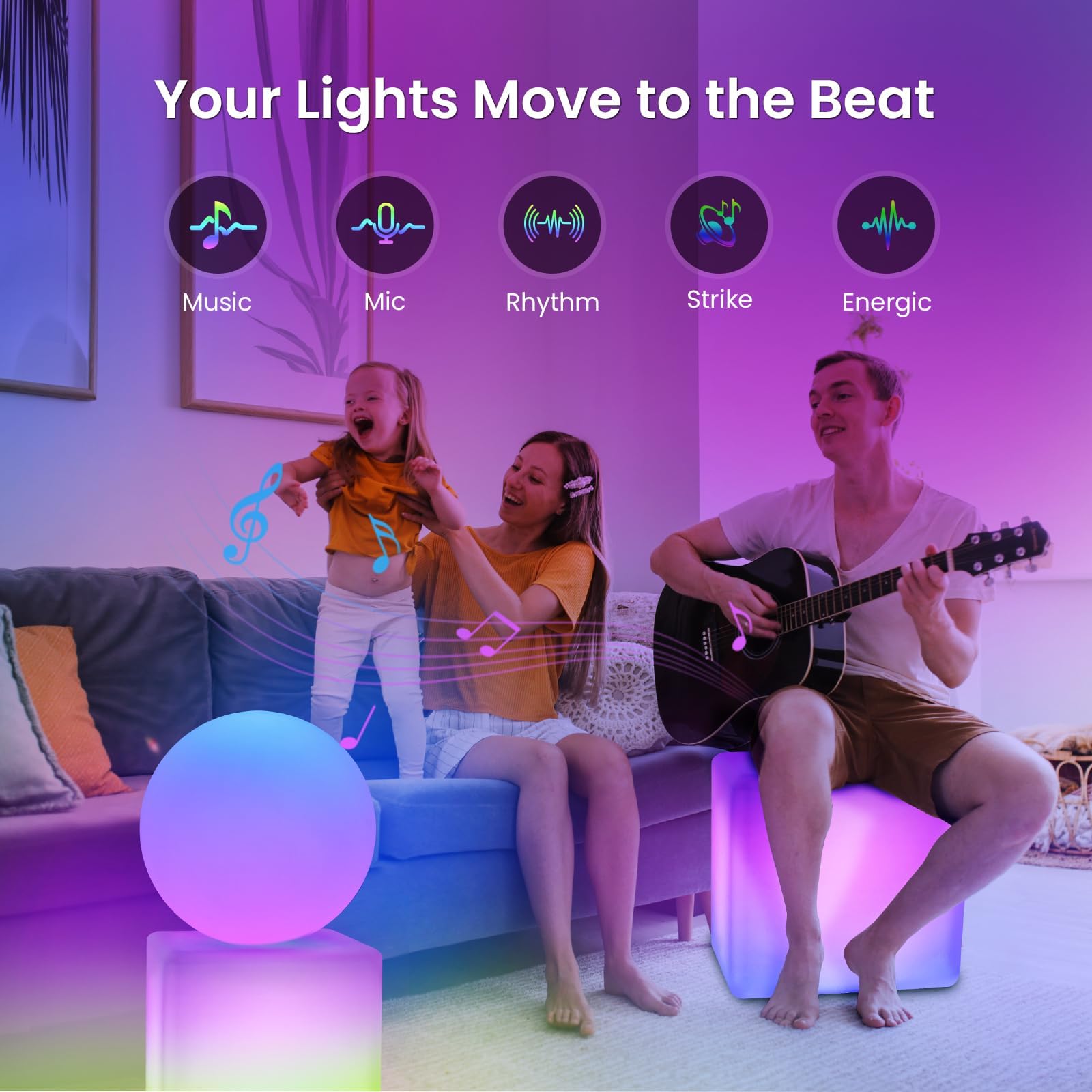 Loftek 16-Inch Smart Cube Lights: Rgbw 16 Million Colors Changing Floor Lamp With App, Music Sync & Timer Night Lights For Livin