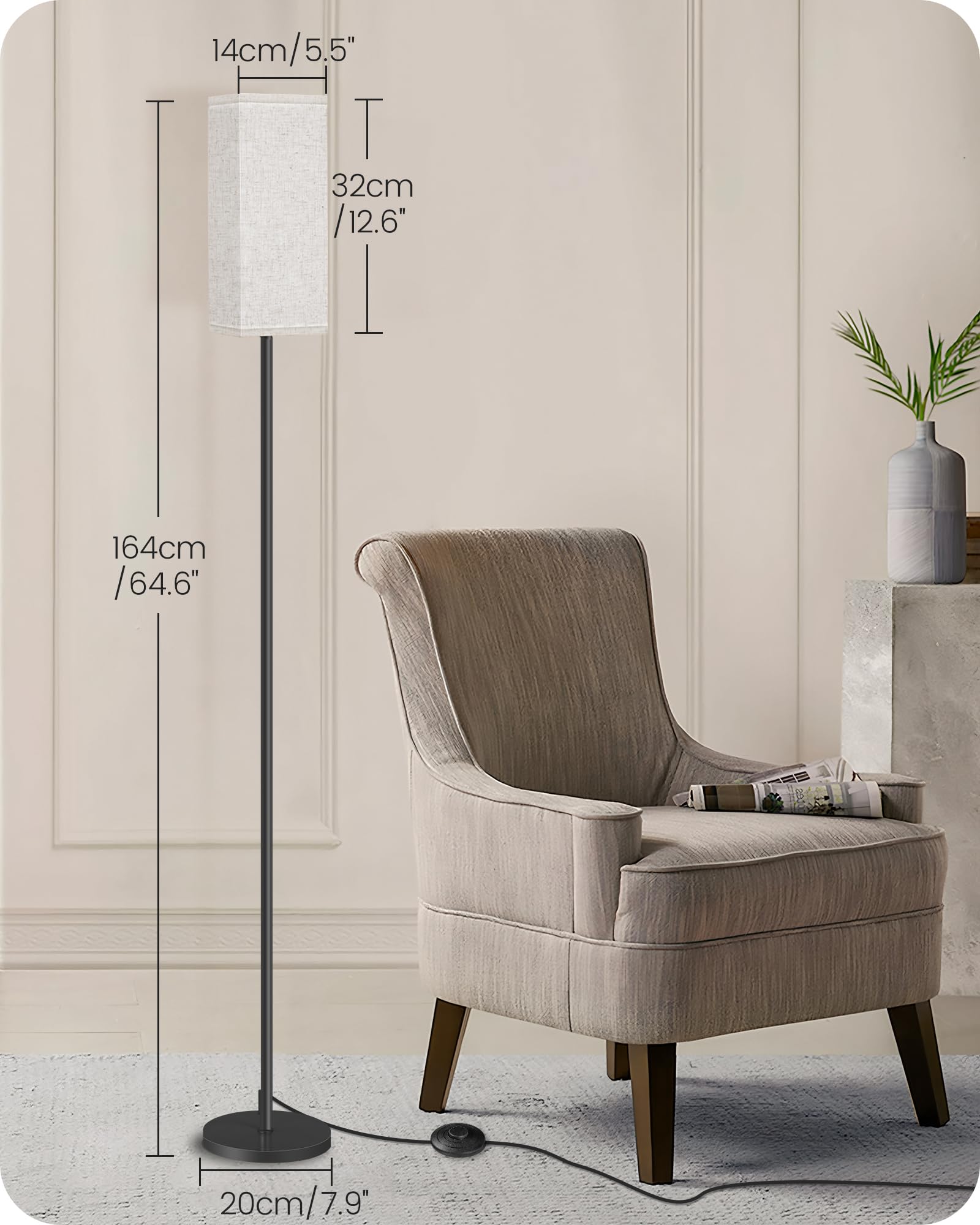 Goebleson Set Of 2 Floor Lamps For Living Room, Modern Tall Standing Lamps With Foot Switches, Bulb Not Included, 64.6'', For Li