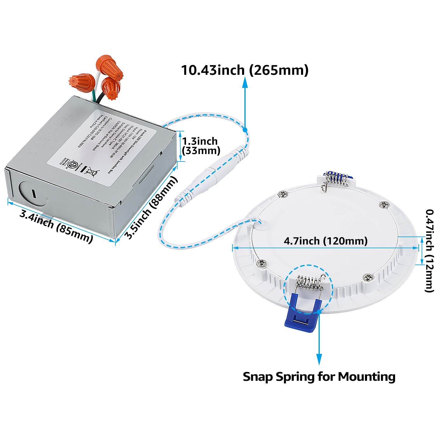 Torchstar 4 Inch Slim Recessed Lighting With Junction Box, Basic Series Ultra Thin Led Recessed Light 4000K Cool White, 10W 650Lm Dimmable Led Downlight, Etl & Energy Star, Pack Of 6