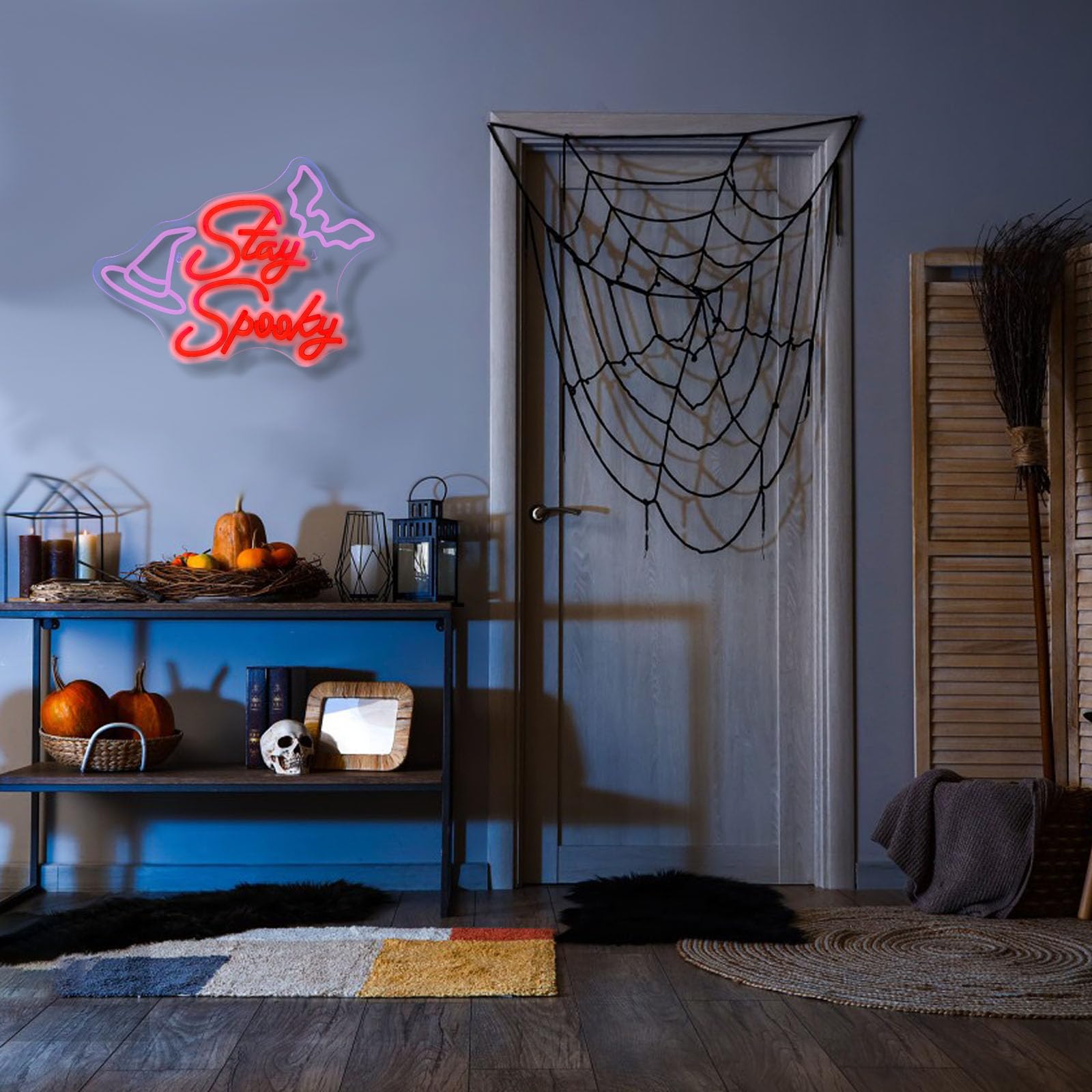 Nxyx Stay Spooky Neon Sign Halloween Led Neon Signs For Wall Decor Dimmable Halloween Hanging Neon Sign For Bedroom Man Cave Home Birthday Party Neon Gift