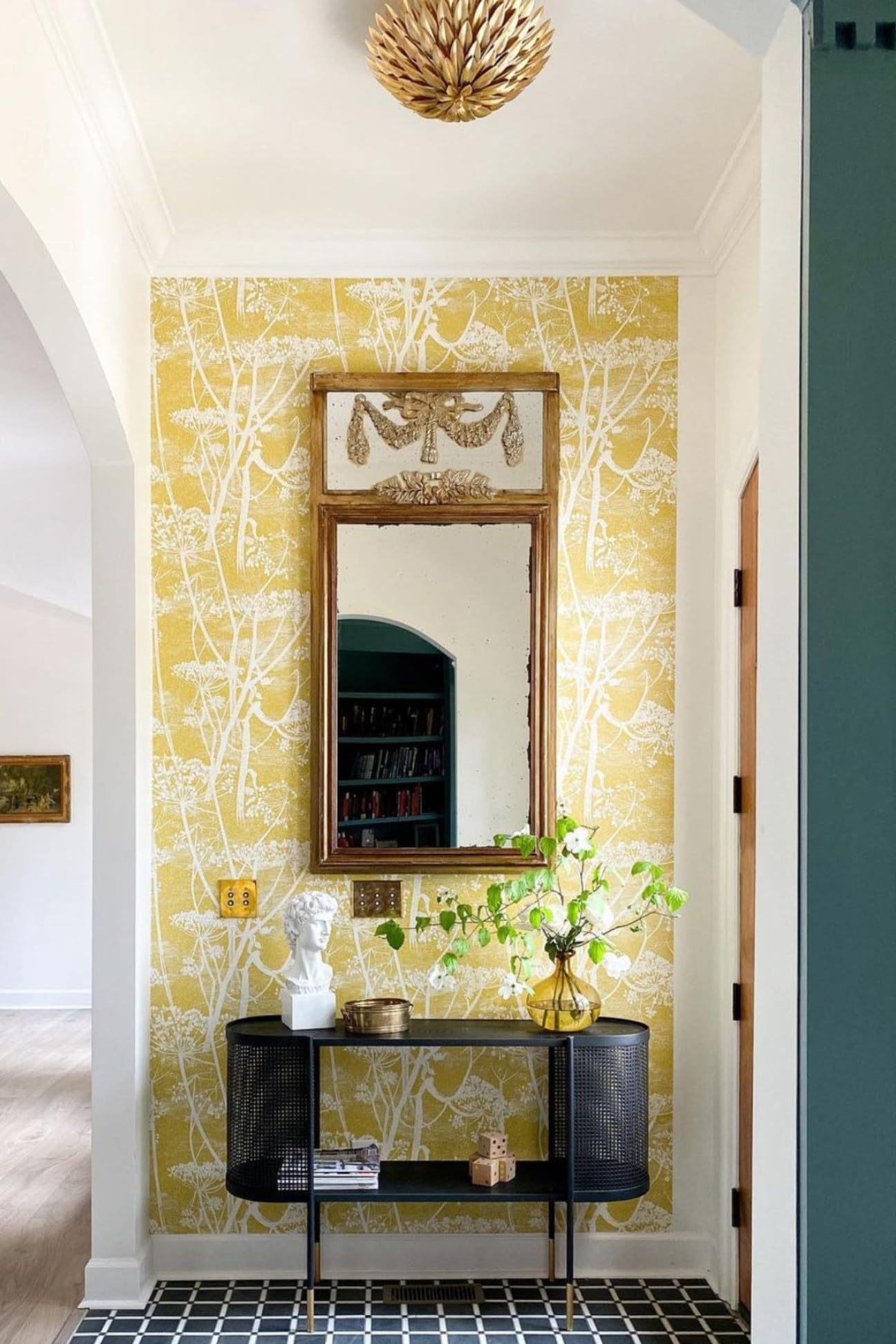 Crystorama Broche 4 Light Semi Flush Mount, 16in W x 8.25in H, Antique Gold, Alloy Steel, Model 505-GA