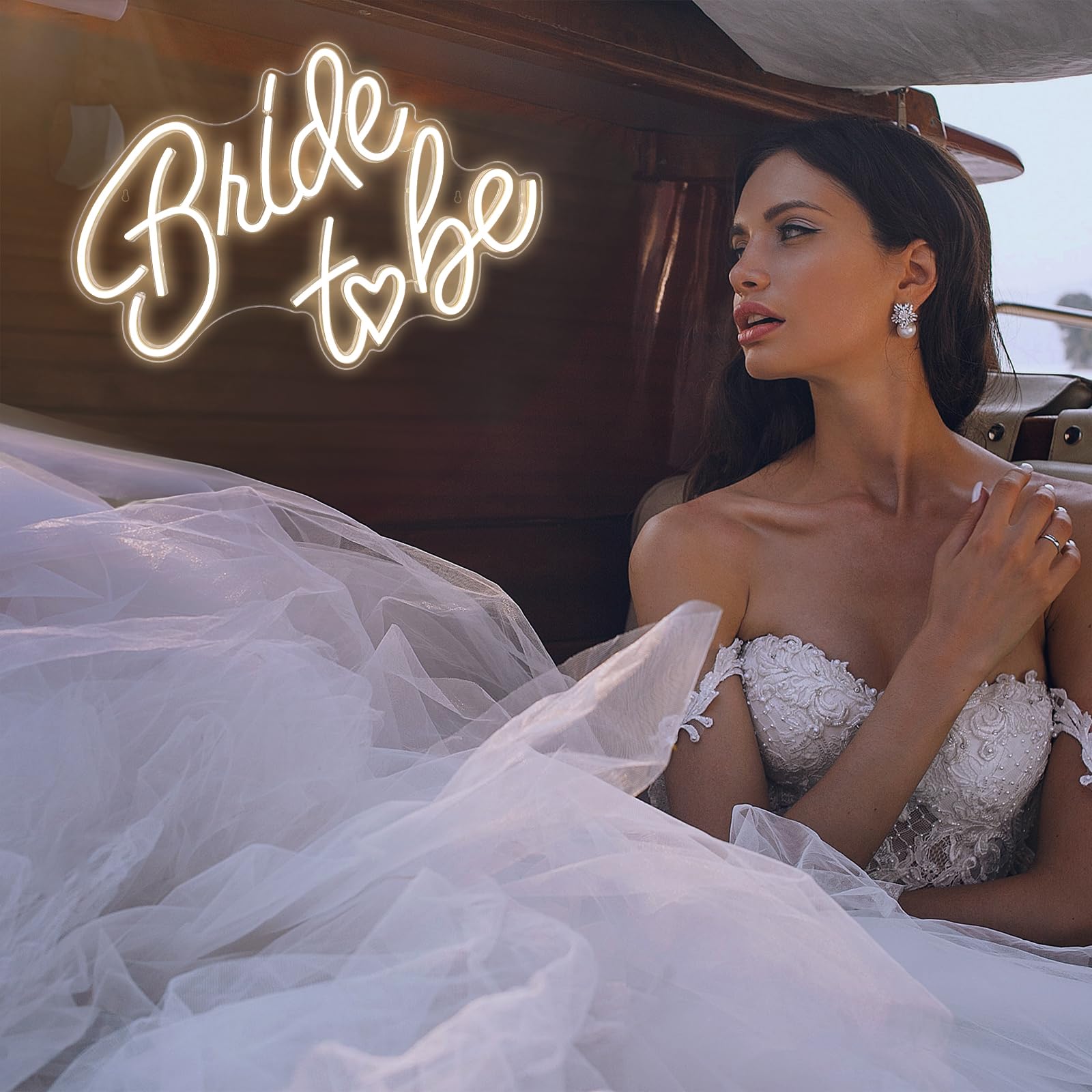 BerniceKelly Bride to be Neon Sign, Warm White LED Light, 16.54 x 11.61 inches, Acrylic, Model AW-12
