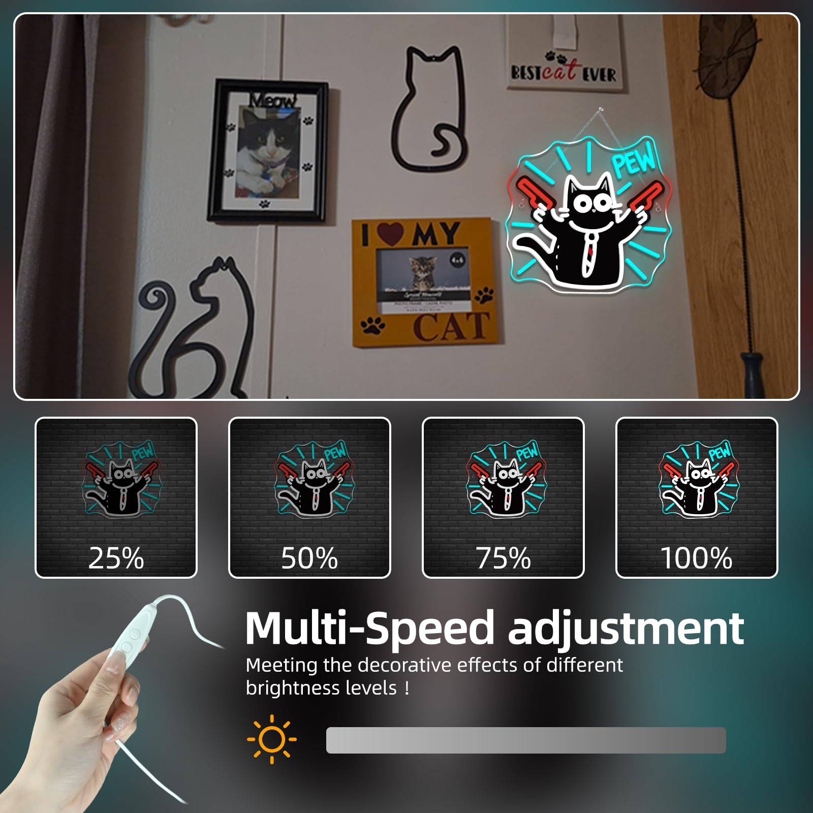 Cat Neon Sign Pew Led Light Cute Neon Signs For Wall Decor Bar Light Up For Game Room Bedroom Cat Cafe Pet Party Decoration Cat Lovers Kids Gifts