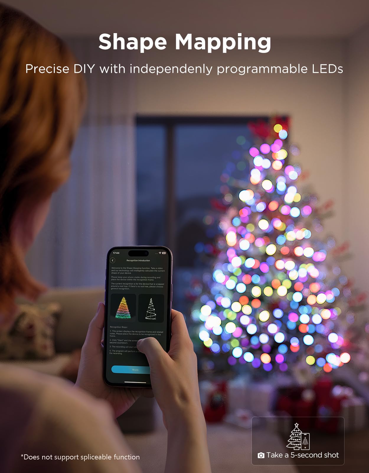 Govee 99ft RGBWIC Christmas Sparkle String Lights, 375 LEDs, App-Controlled, Multicolor, Music Sync, Model H6871