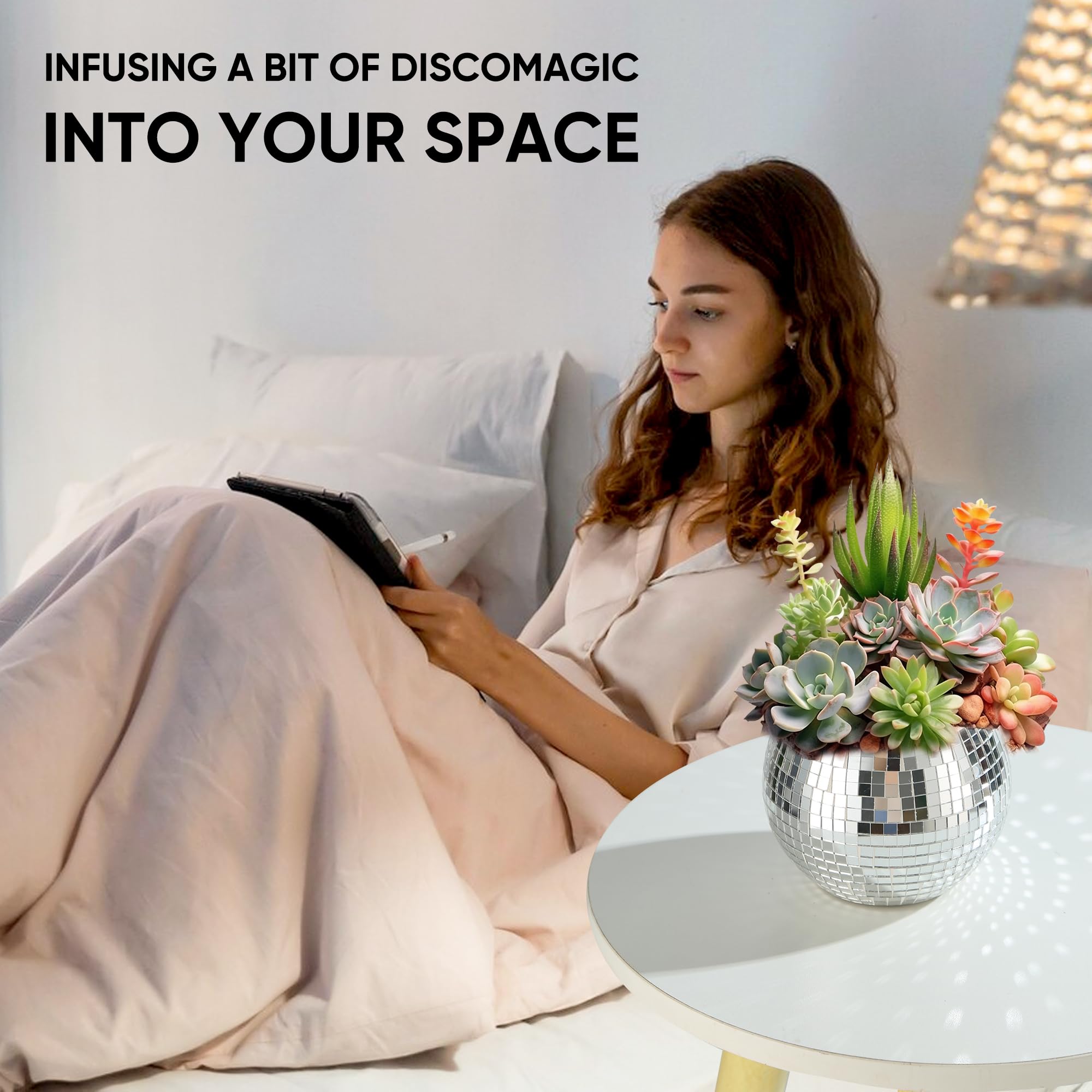 6 Pcs Disco Ball Vase Disco Ball Planter for Centerpieces Disco Ball Decor Flower Vase with Silver Mirror Glass for Wedding, Bir