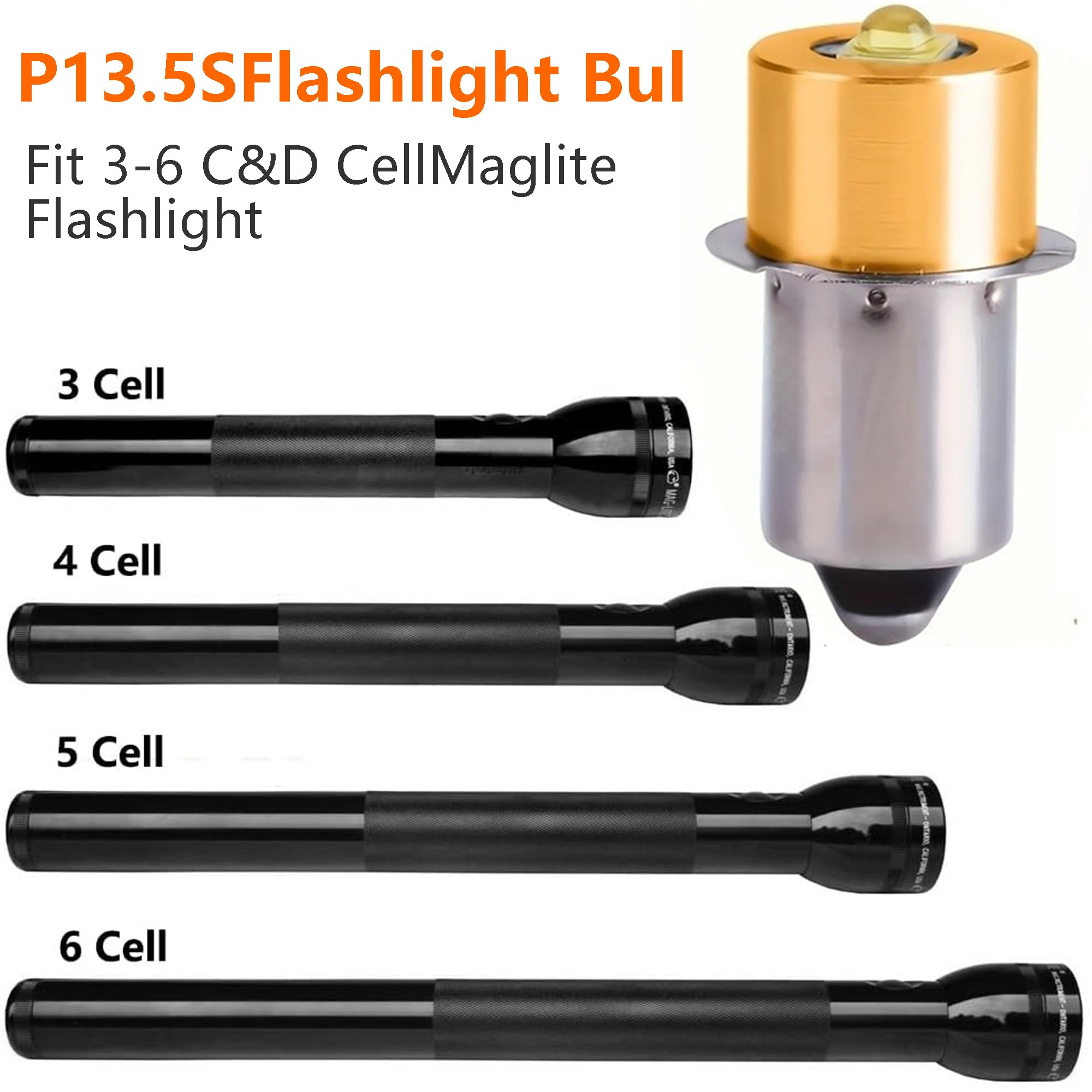 Led Maglight Bulb Replacement Dc 3-30V For 3-16 C&D Cell 3W Led Flashlights, Brighter & Longer Lifespan Than Original(3 Pack)