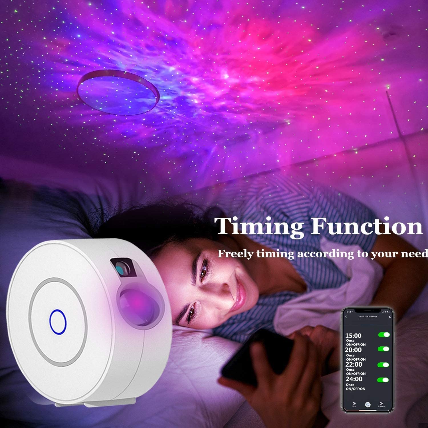 Smart Galaxy Projector With Nebula Cloud/Moving Ocean Wave, Wifi Star Projector For Room Decor, Home Theater Night Light Projector, Compatible With Alexa & Google Home