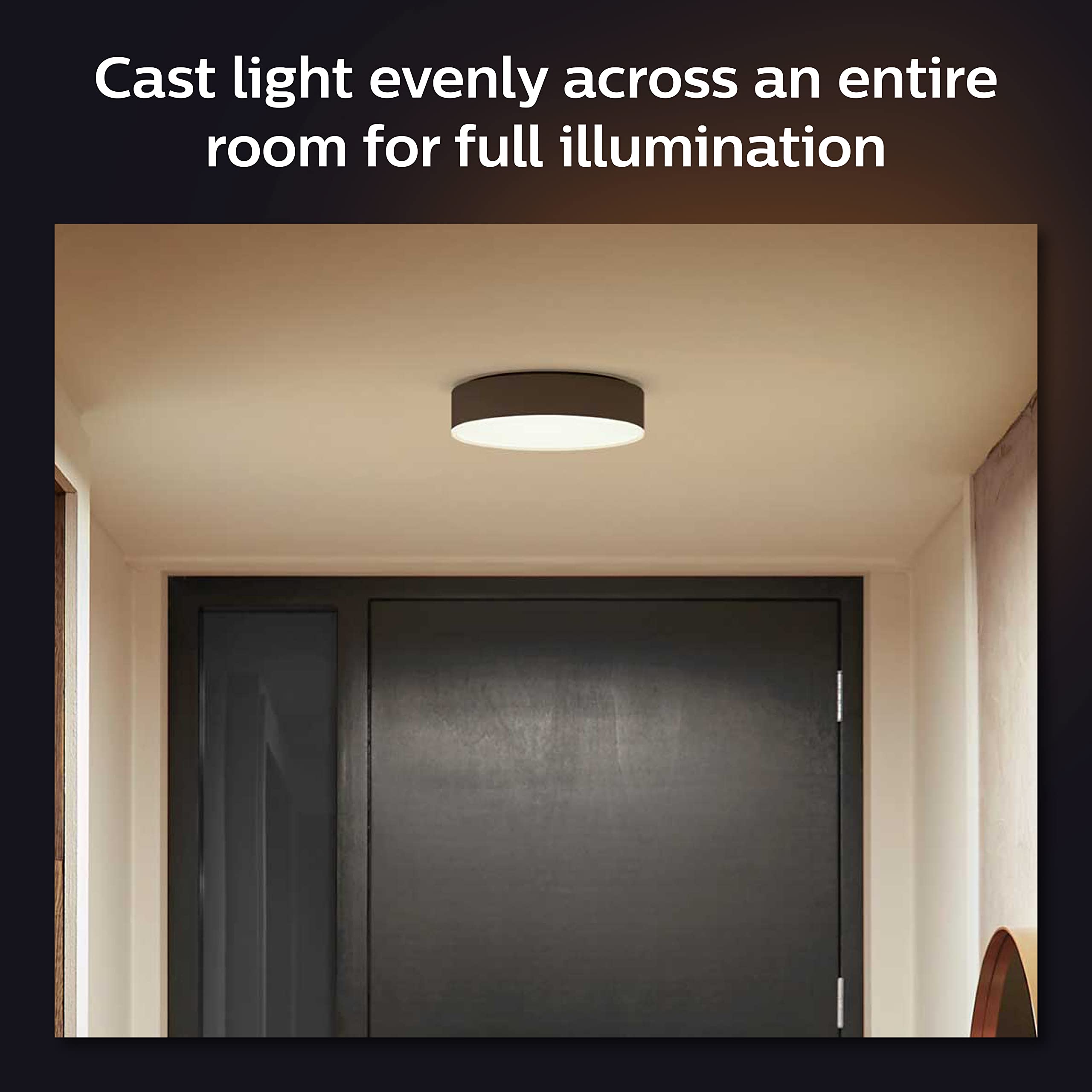 Philips Hue Enrave Large Ceiling Lamp - Black - Warm-to-Cool White LED - 16.7 x 3.31 Inches - Model 580837 - Smart Home Compatible